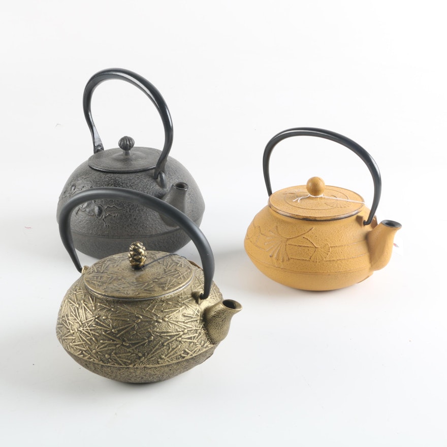 Japanese  Cast Iron Tea Kettles Including Nanbu