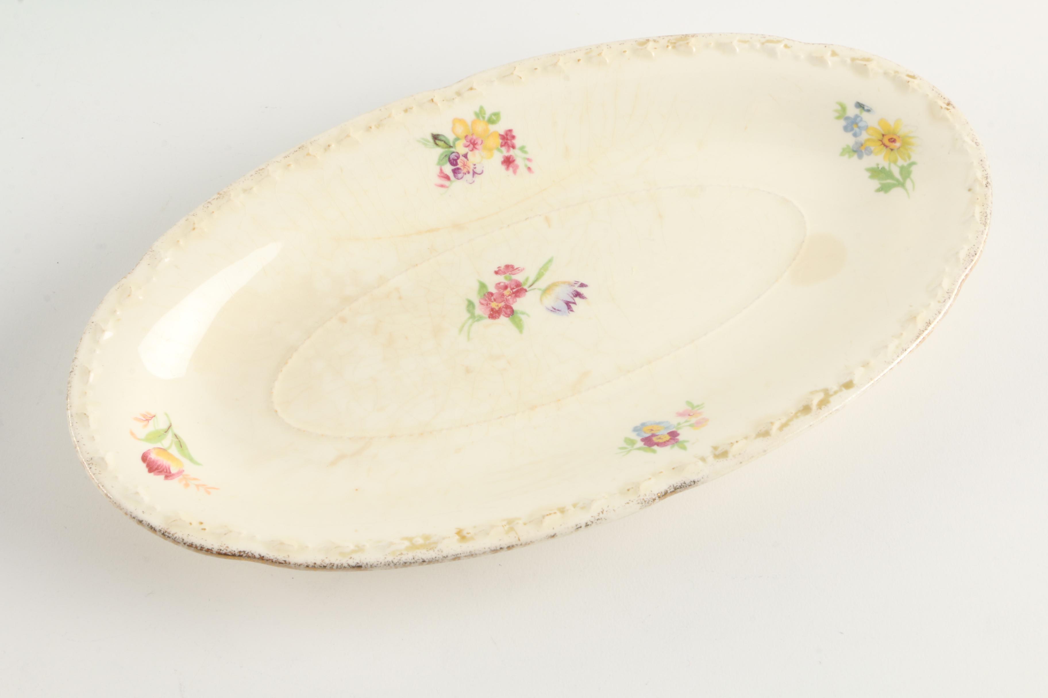 Glass and Ceramic Serveware Including Crooksville "Spring Blossom"