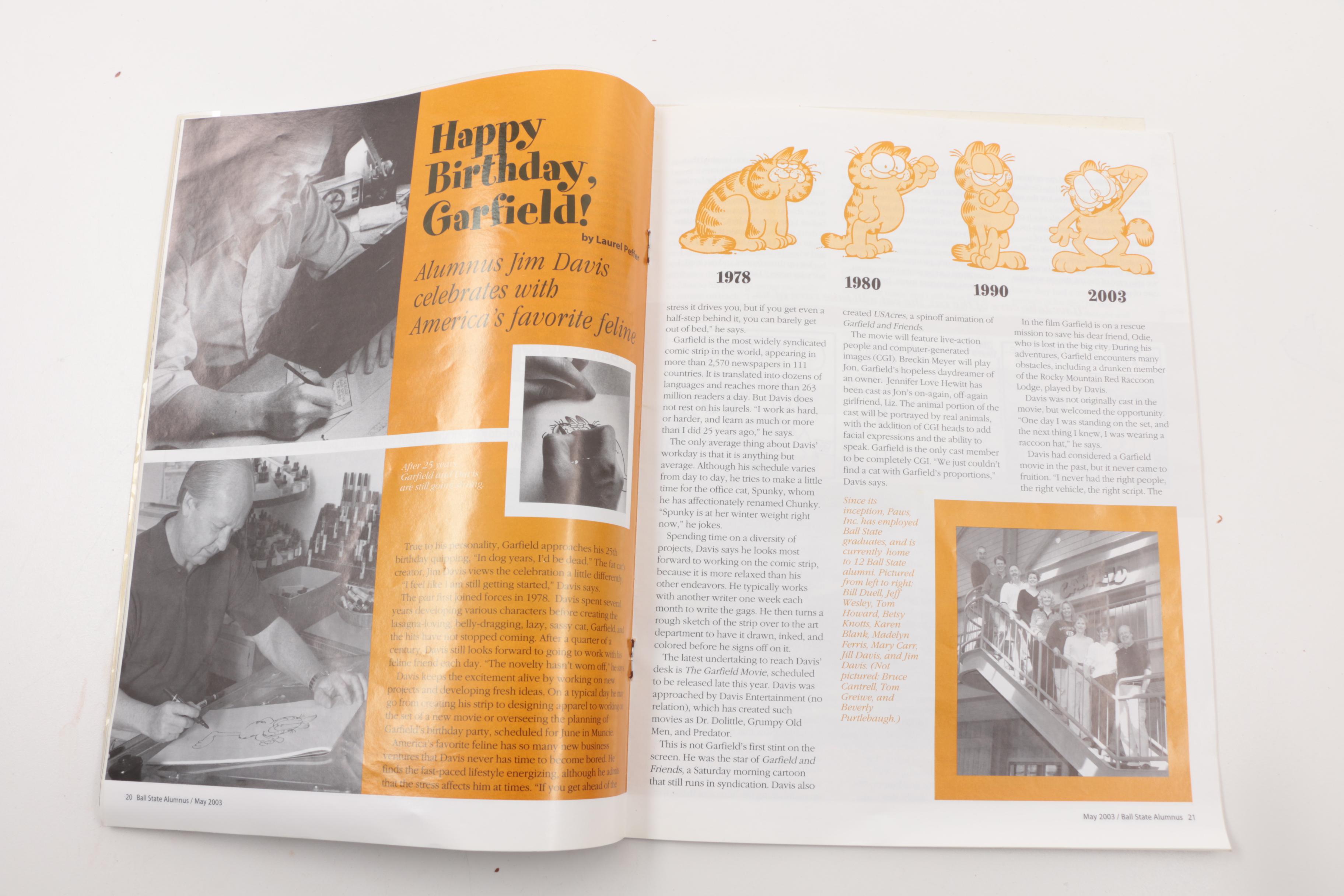 Jim Davis Signed Ball State Alumni Publication, Dated 2003