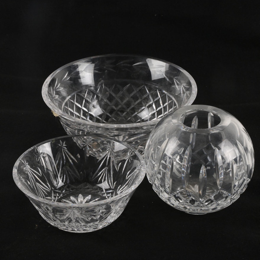 Waterford Crystal "Lismore" Rose Bowl and Serving Bowls