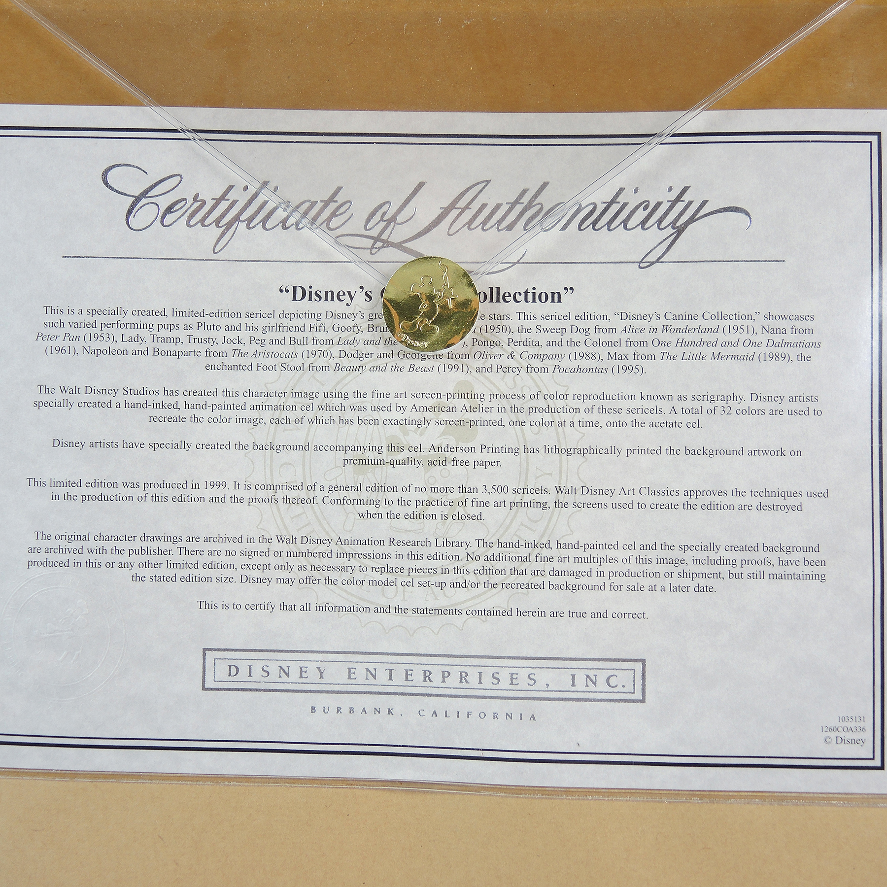 Walt Disney Limited Edition Sericel Pair