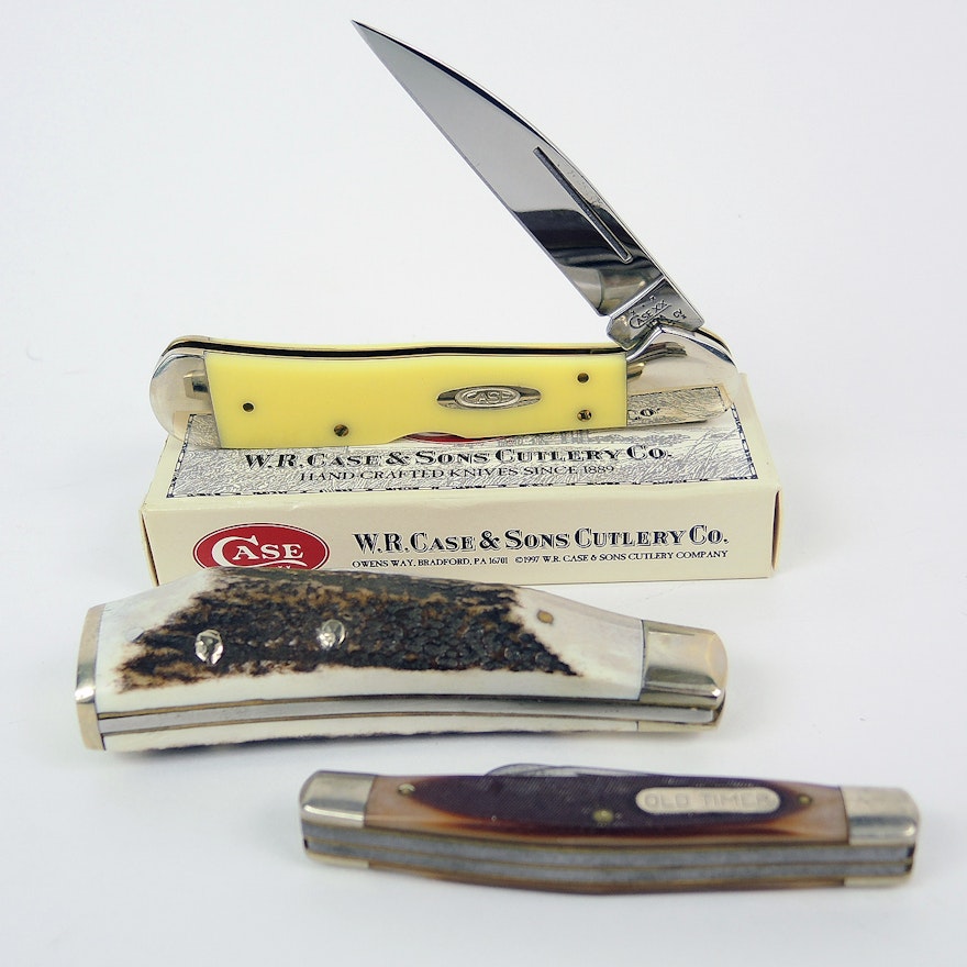 New Case XX Copperlock, Wright Sheffield Bone and Shrade Pocket Knives