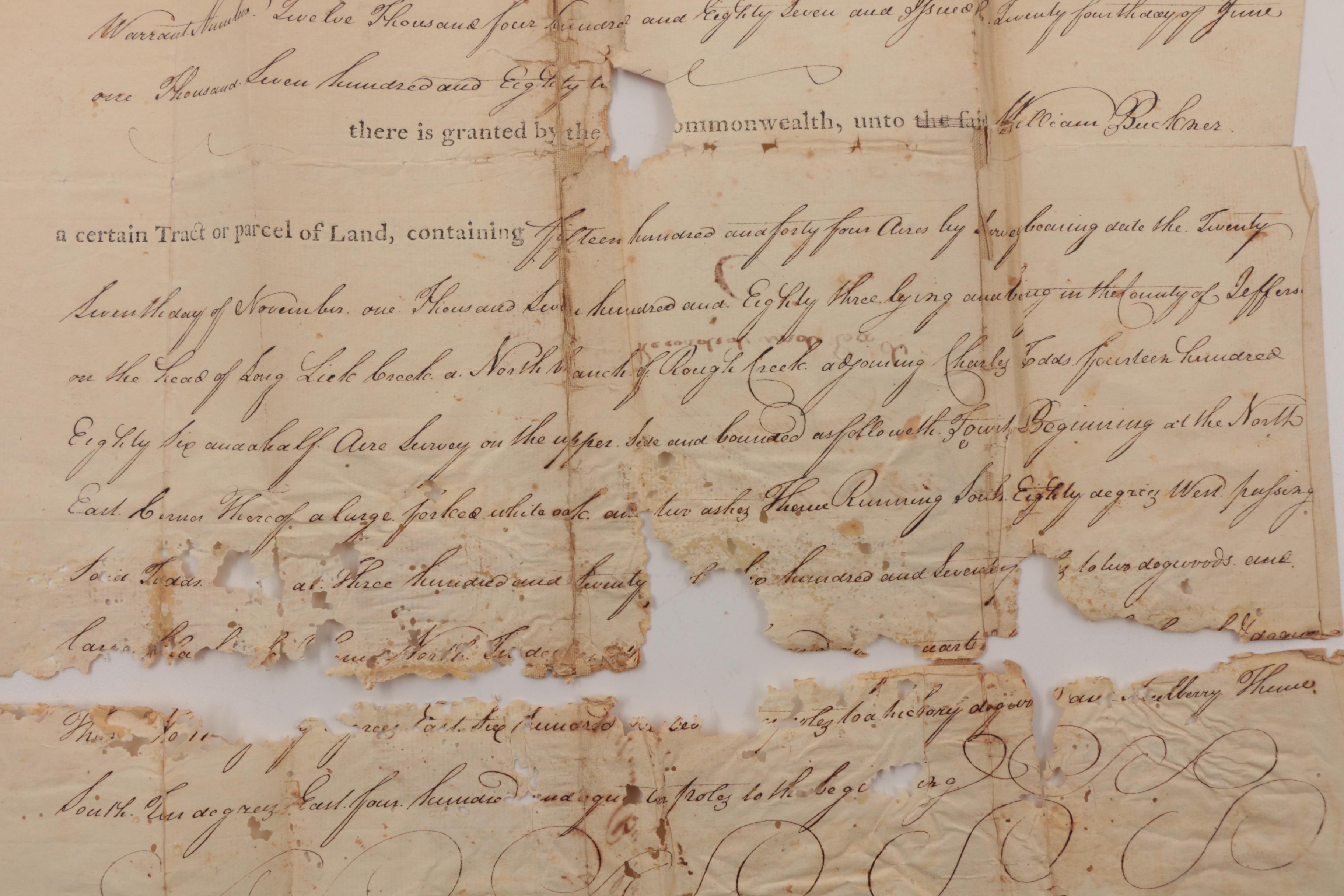 1785 Patrick Henry Signed Document, as Governor of Virginia