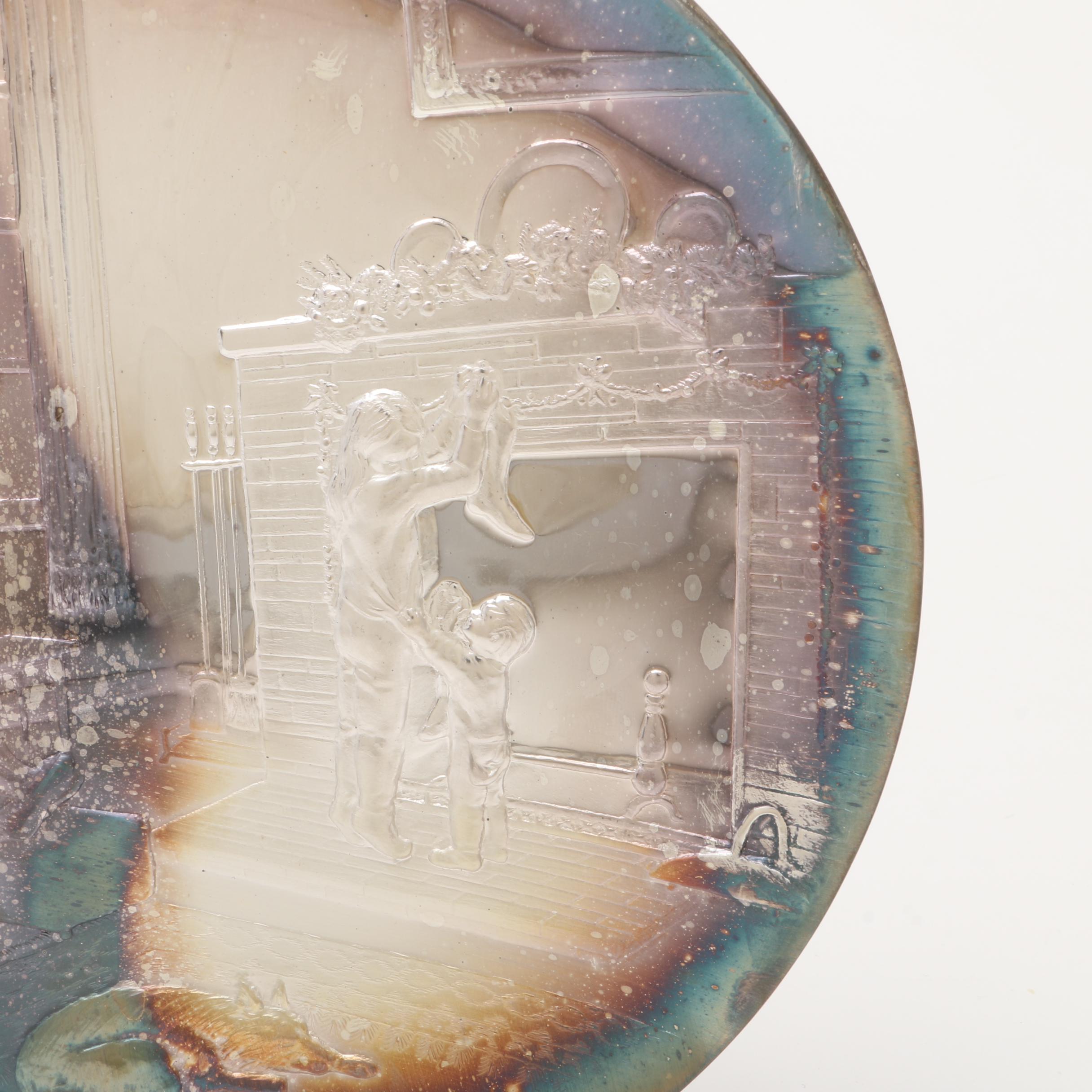 .999 Fine Silver Repoussé Christmas Plate Signed and Dated 1975