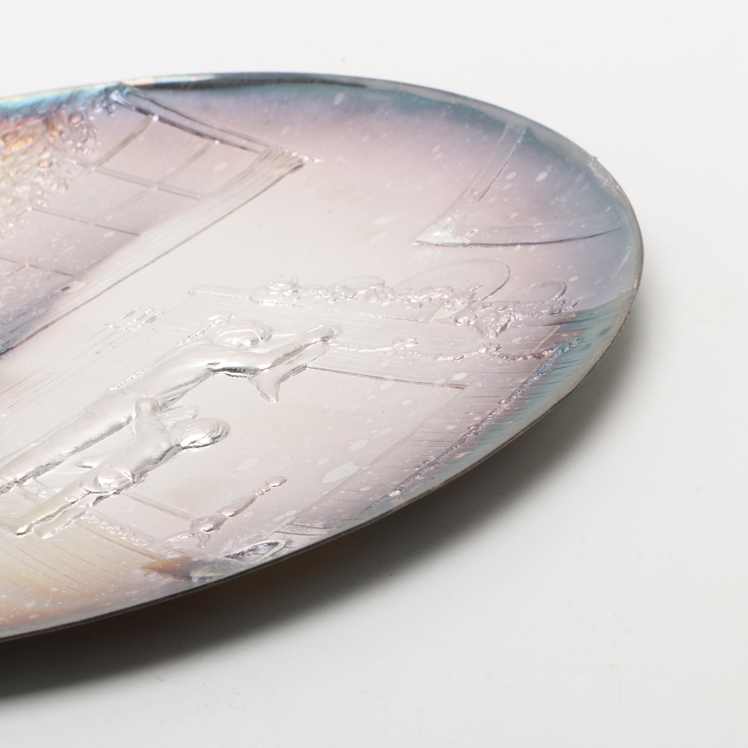 .999 Fine Silver Repoussé Christmas Plate Signed and Dated 1975