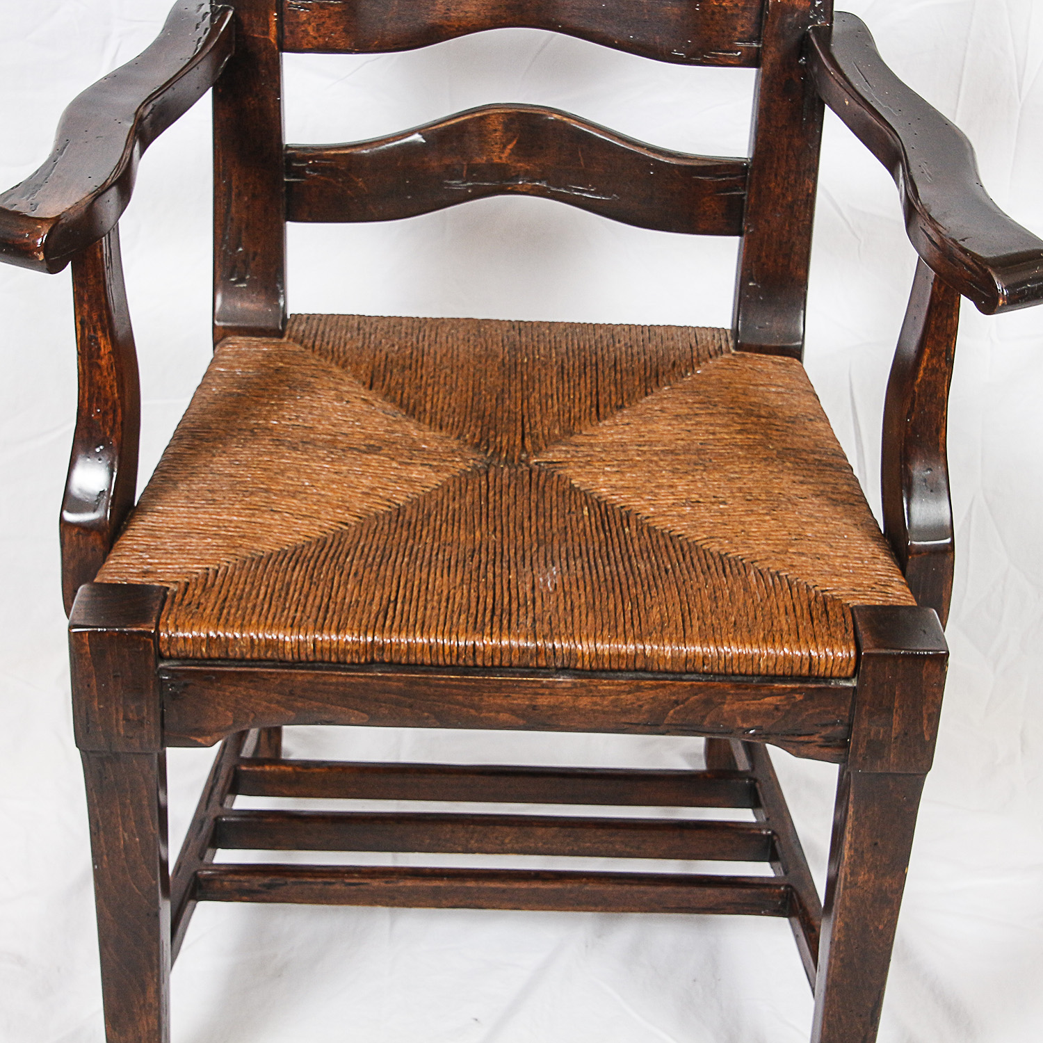 Ladder Back Armchairs with Woven Seats