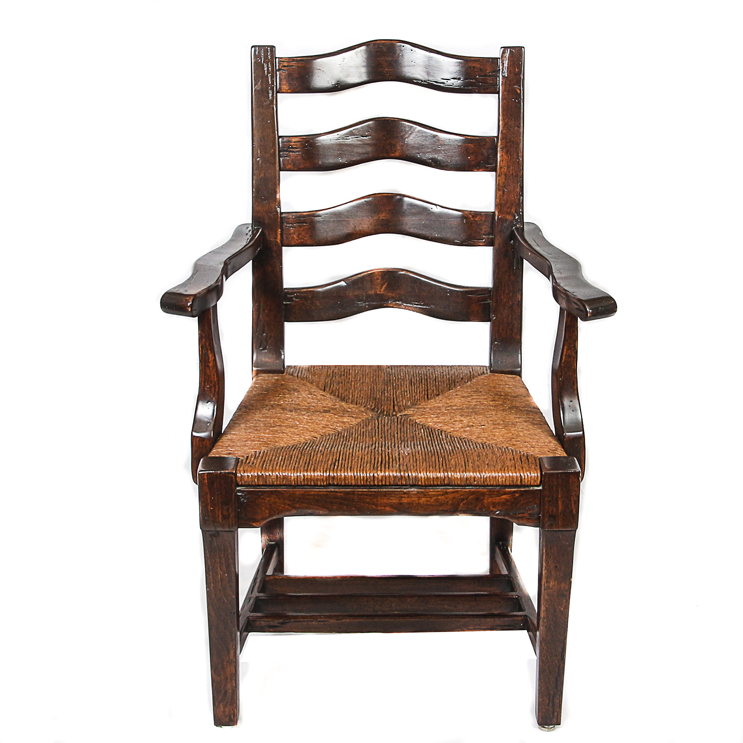 Ladder Back Armchairs with Woven Seats