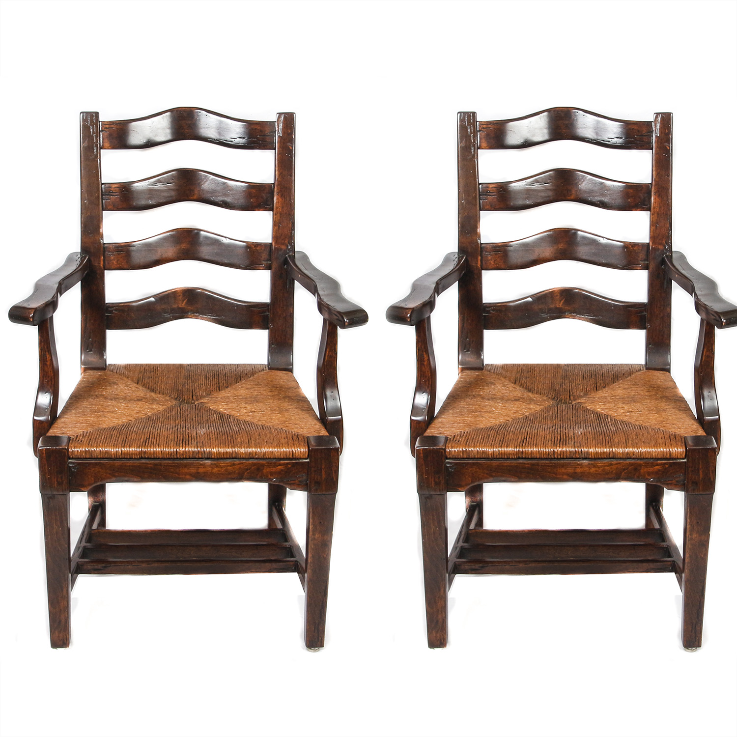 Ladder Back Armchairs with Woven Seats