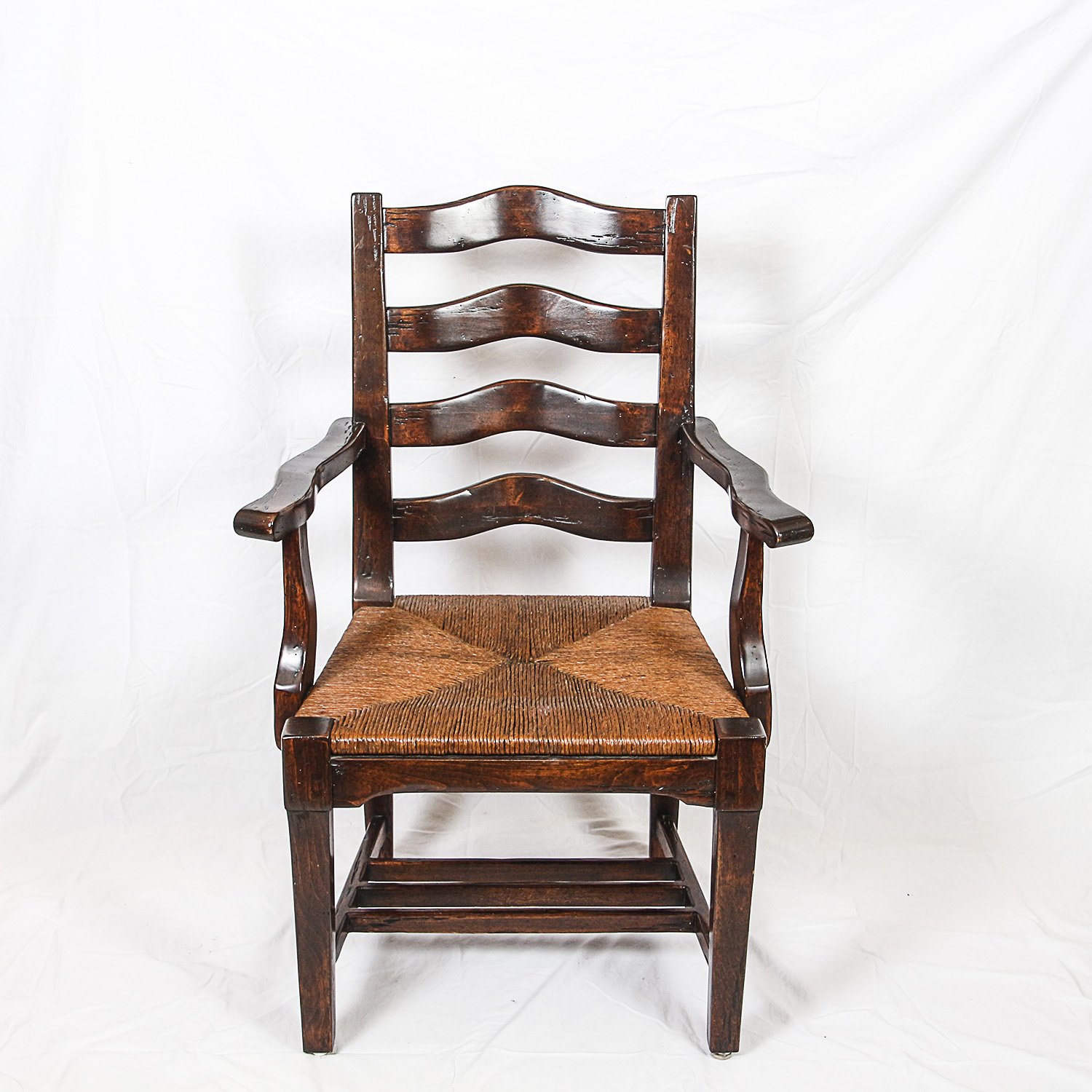 Ladder Back Armchairs with Woven Seats