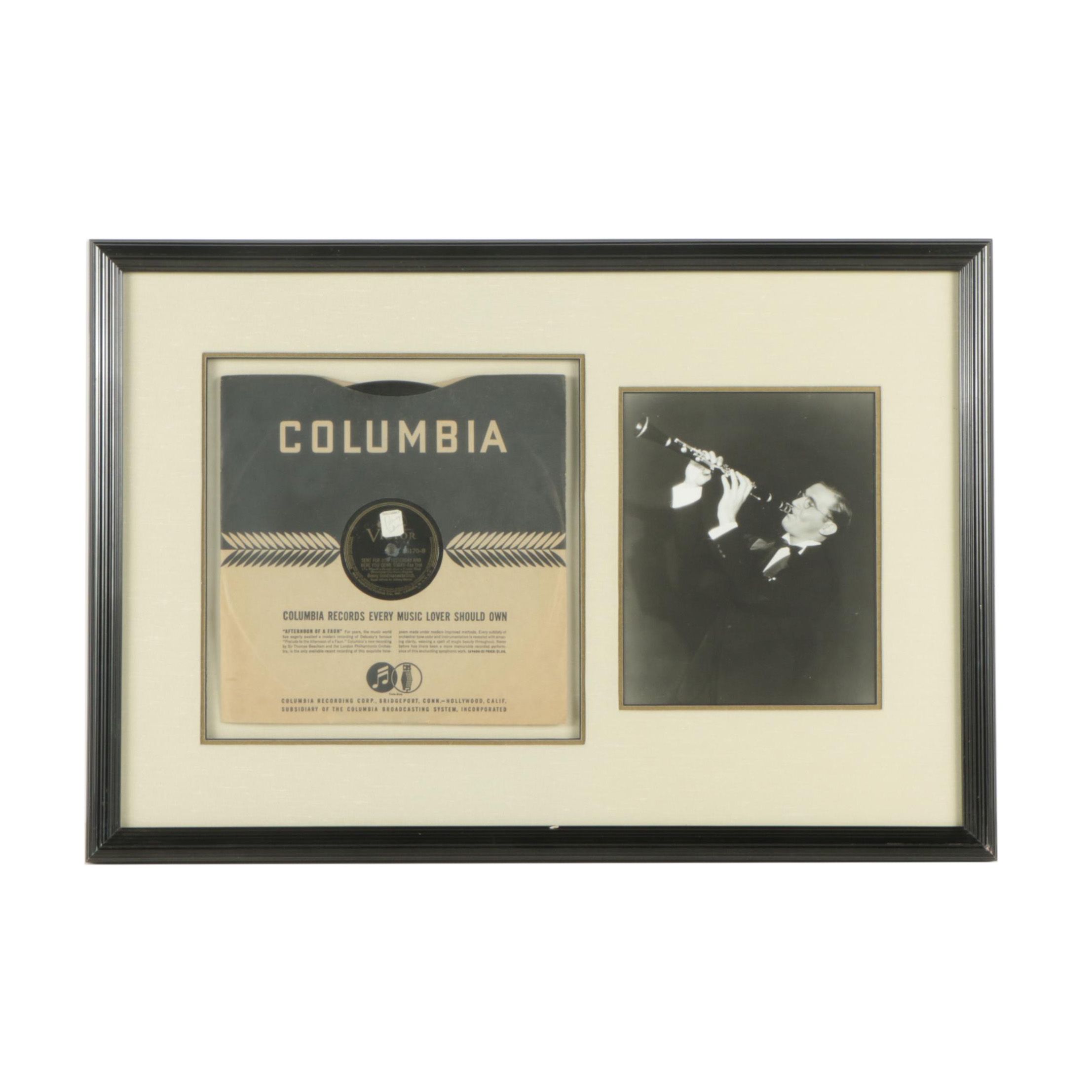 Autographed Benny Goodman Record and Photograph