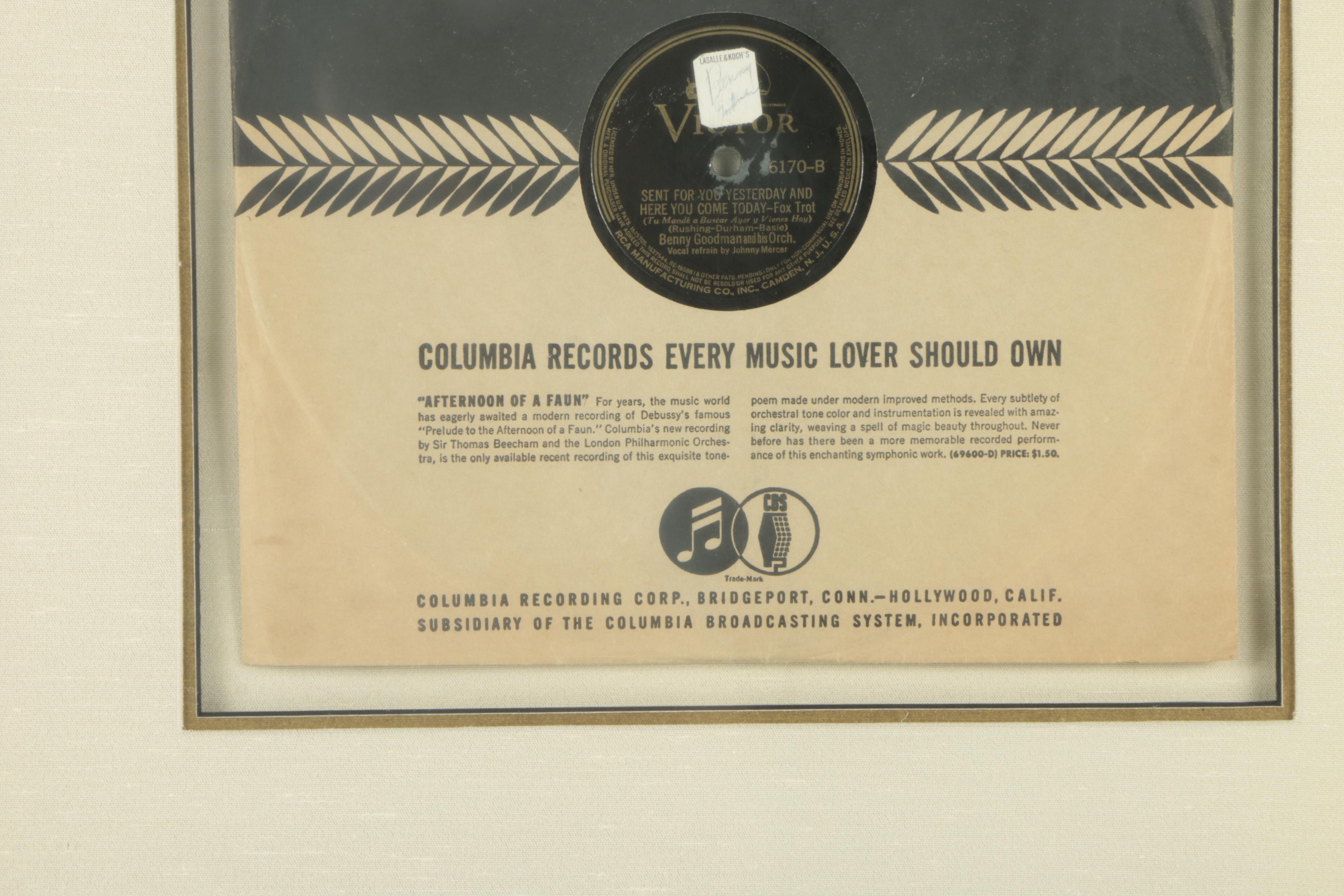 Autographed Benny Goodman Record and Photograph