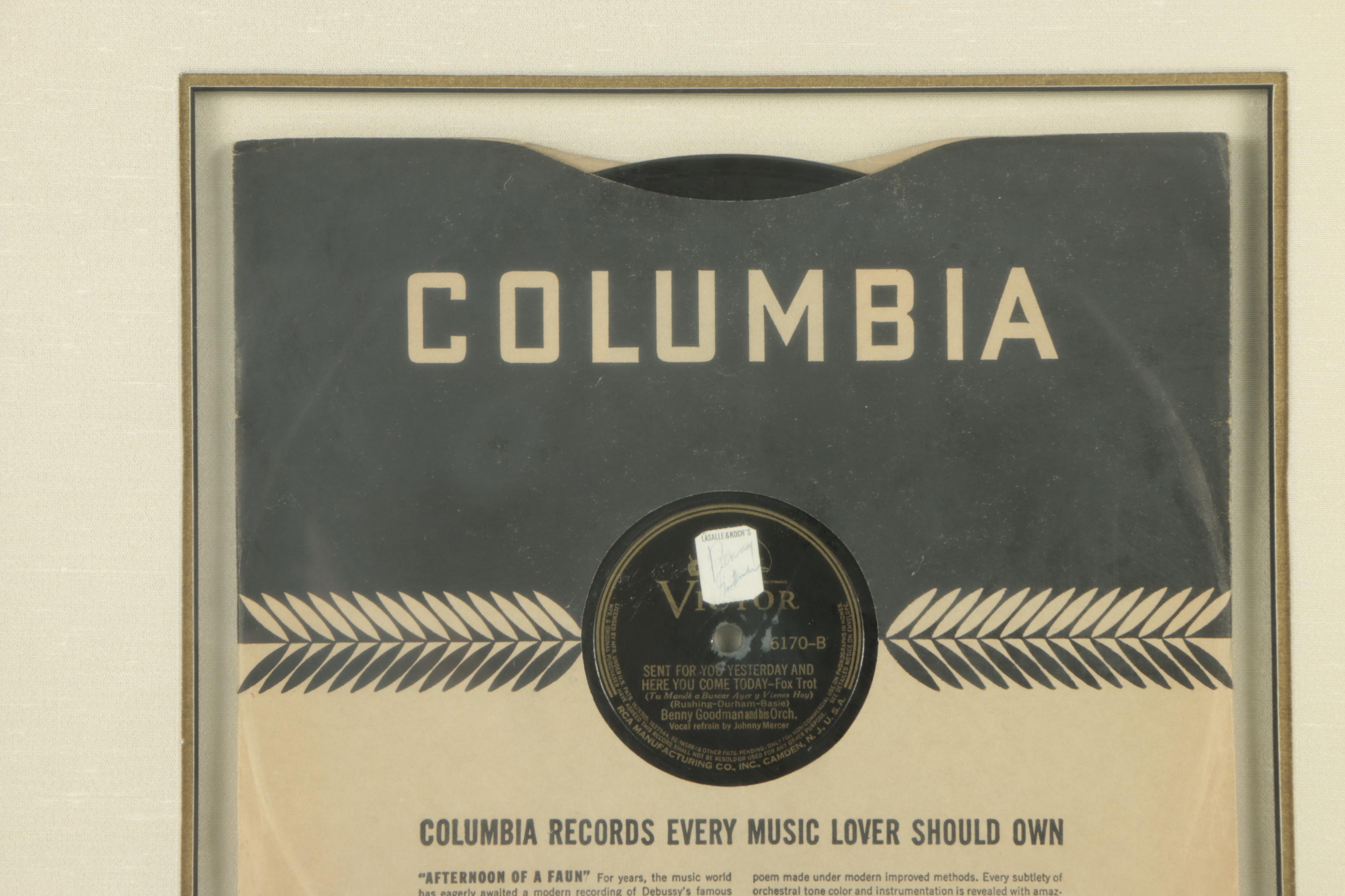 Autographed Benny Goodman Record and Photograph