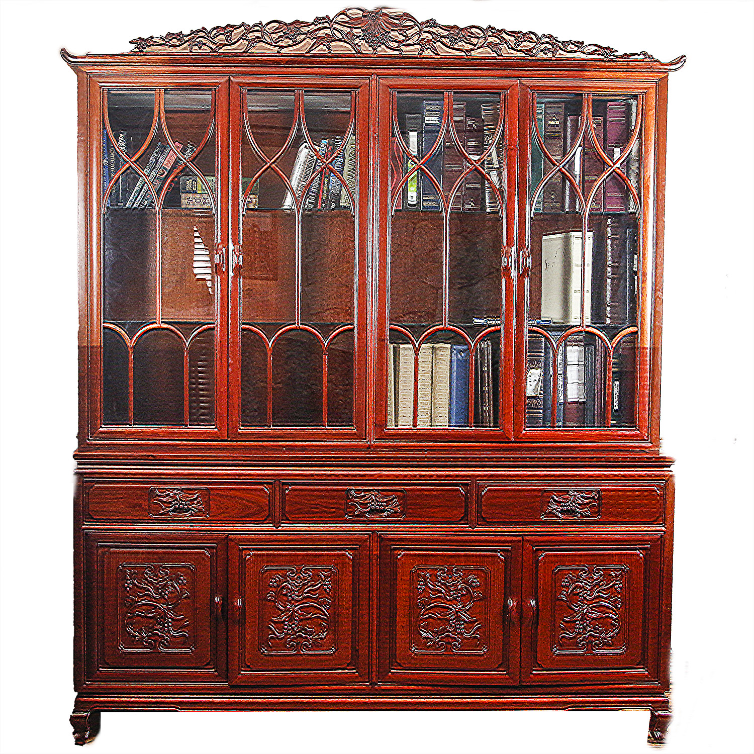 Vintage Chinese Chippendale Style China Cabinet