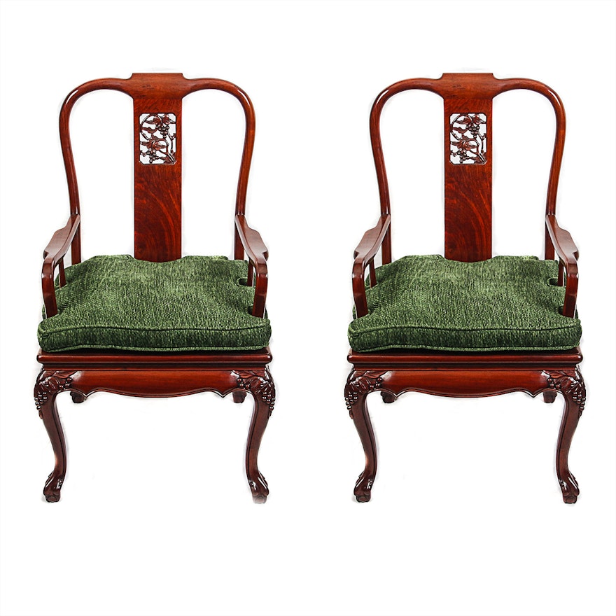 Vintage Chinese Chippendale Style Armchairs