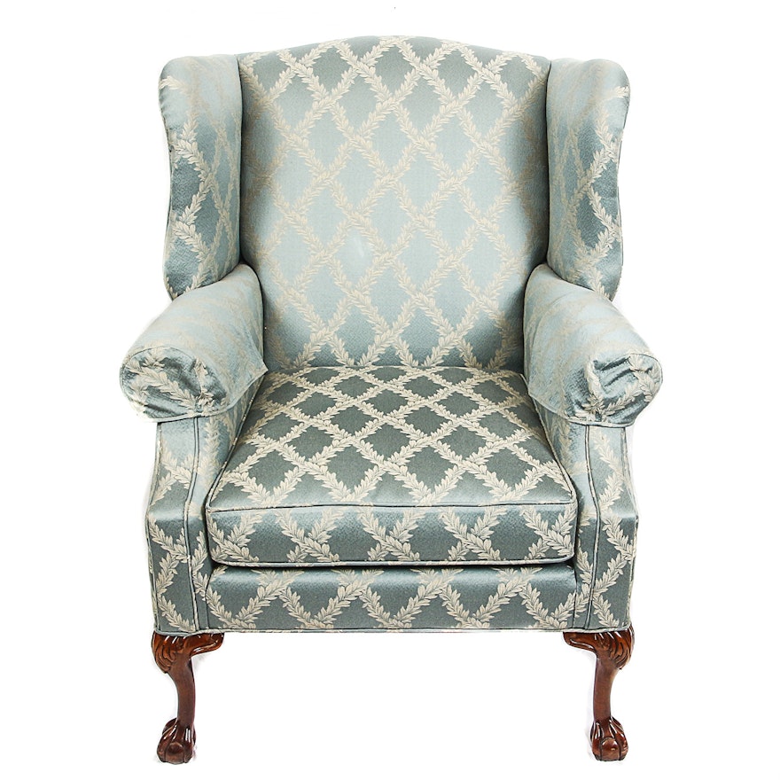 Blue Upholstered Wingback Chair