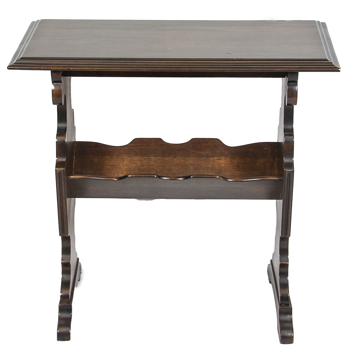 Vintage Mahogany Accent Table with Bookshelf