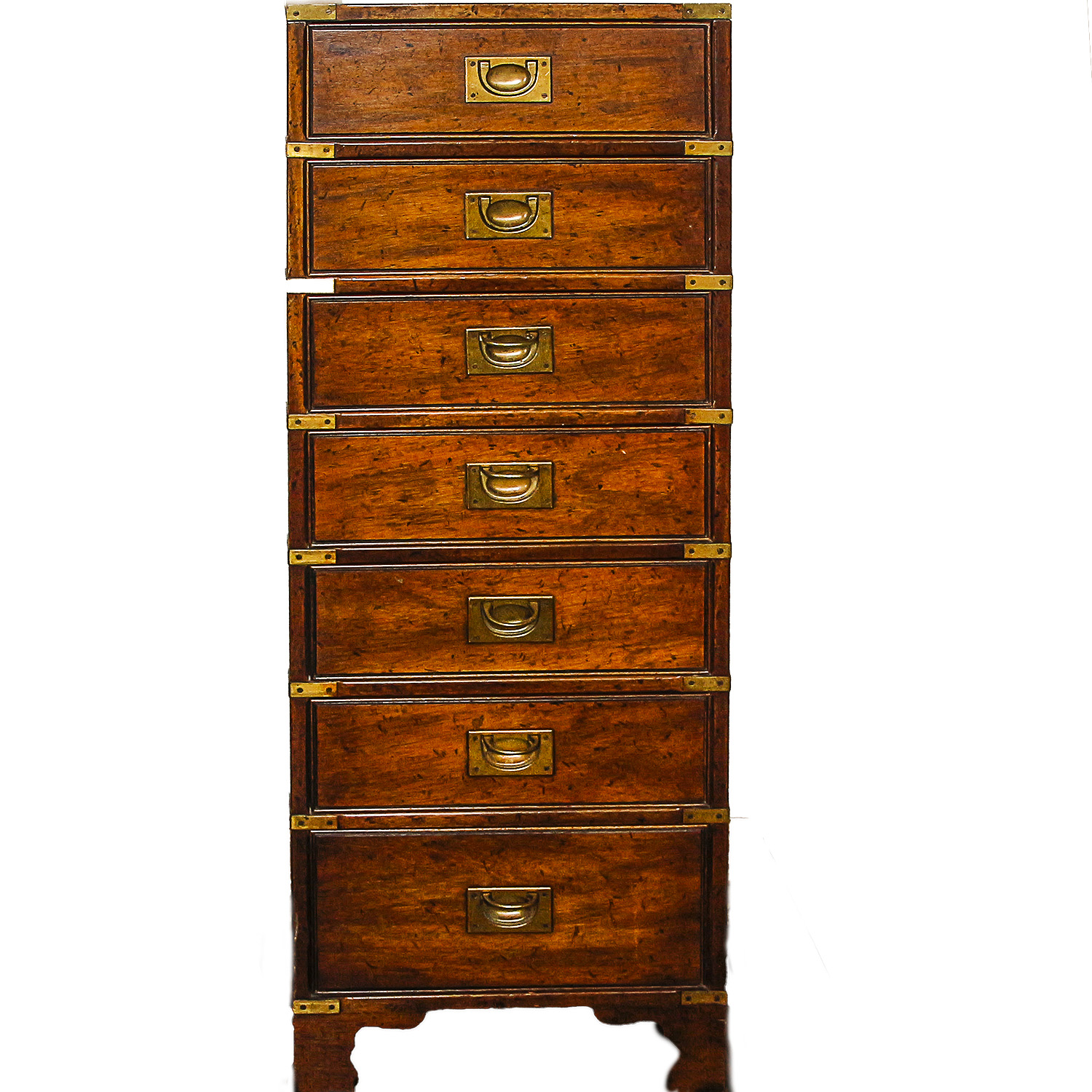 Vintage Campaign Style Tall Chest of Drawers