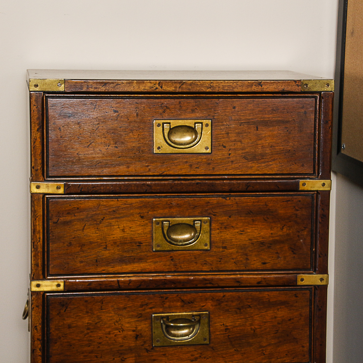 Vintage Campaign Style Tall Chest of Drawers