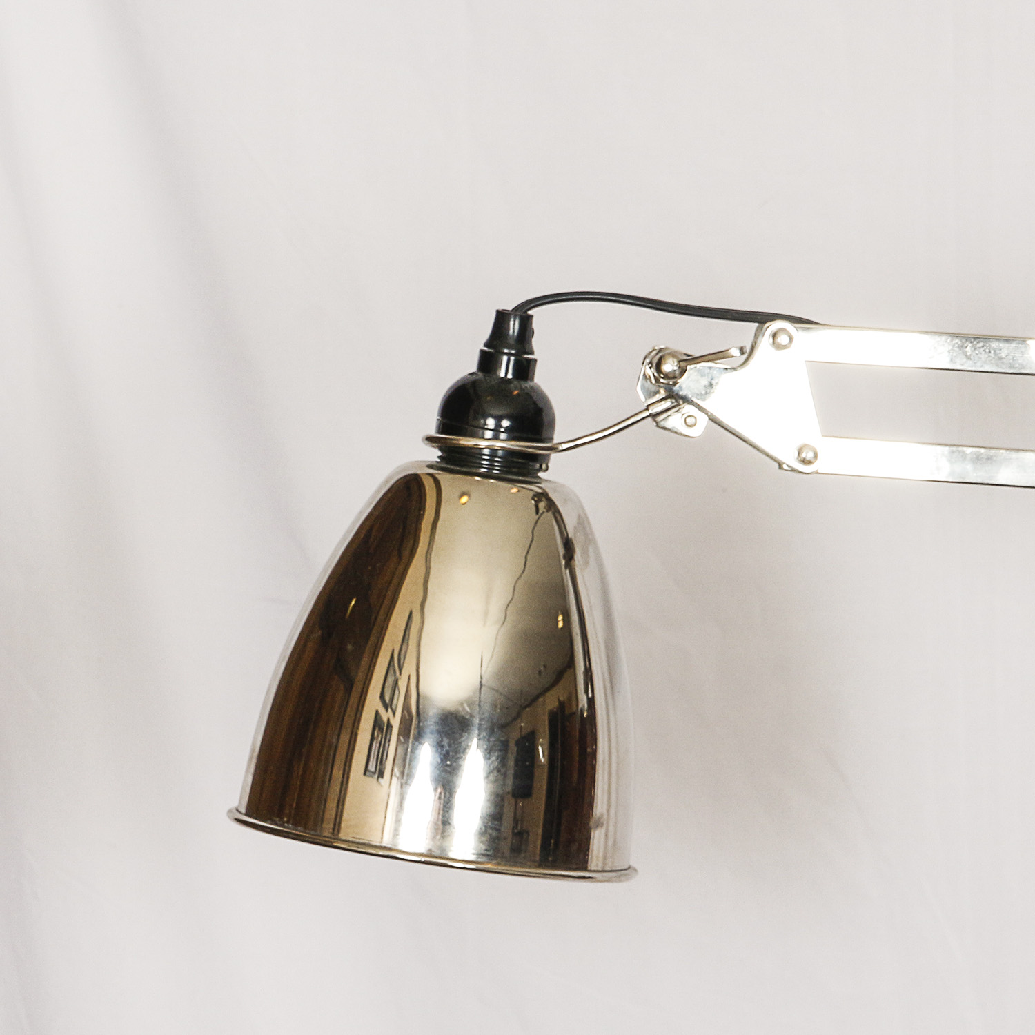 Chrome Swing Arm Floor Task Lamp with Castor Base