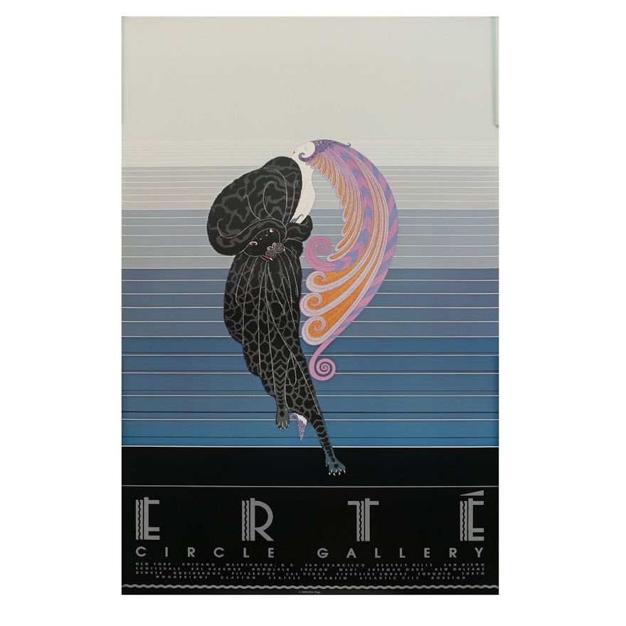 Offset Lithograph Exhibition Poster after Erté "Beauty and the Beast"