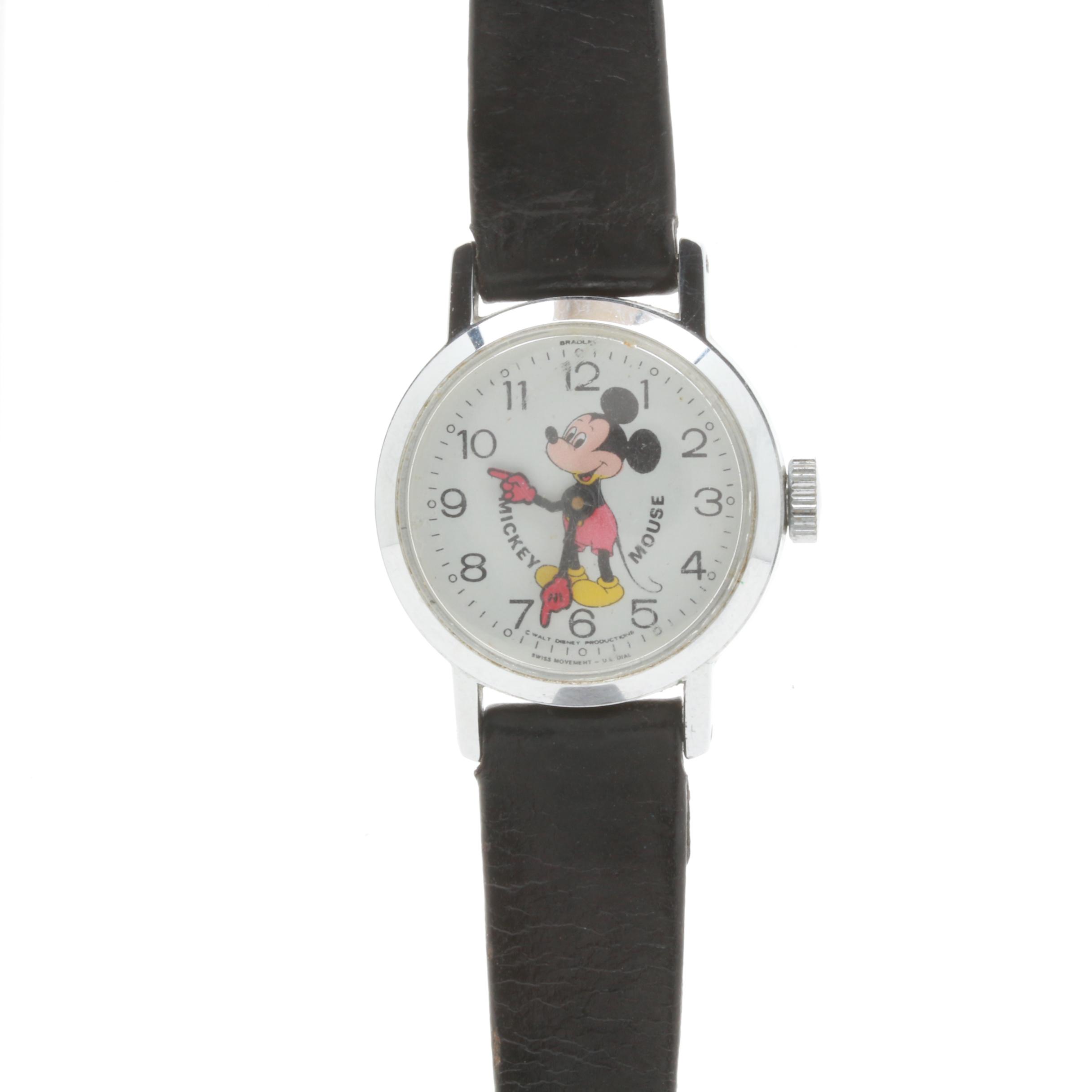 Bradley Mickey Mouse Silver Tone Watch