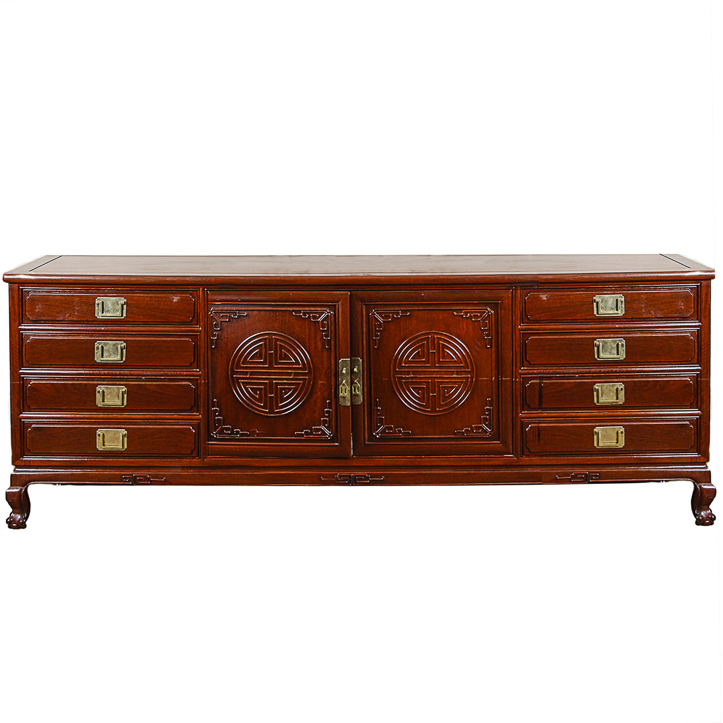 Vintage Chinese Inspired Carved Wood Sideboard
