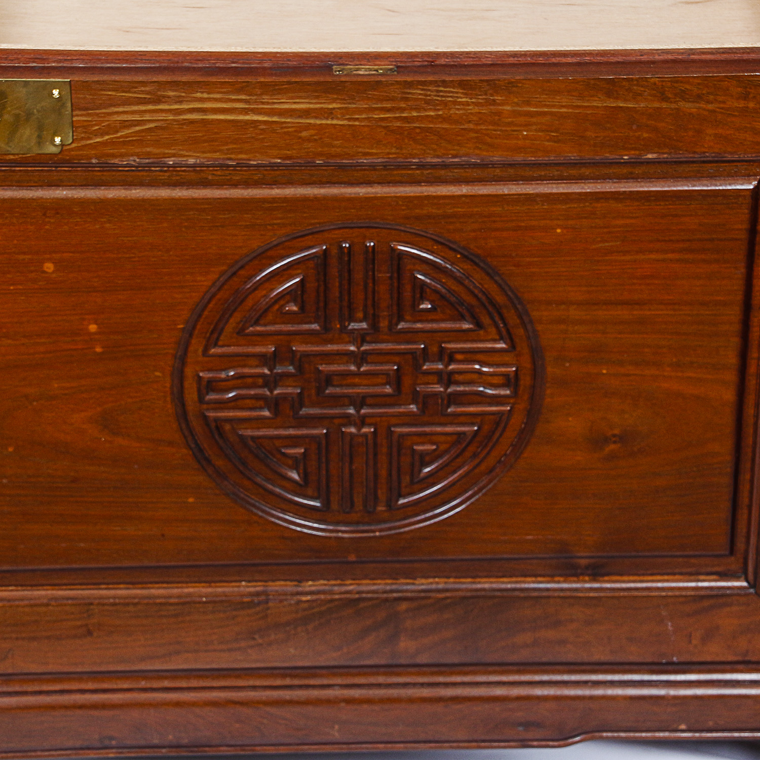 Chinese Inspired Carved Wood Storage Chest