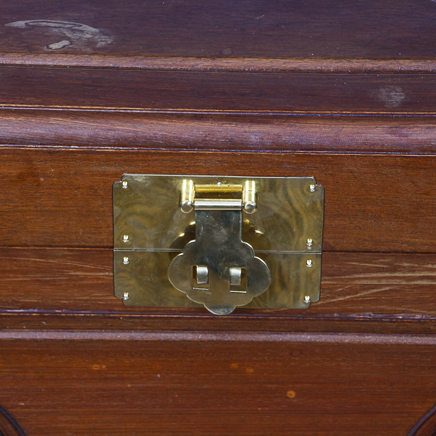 Chinese Inspired Carved Wood Storage Chest