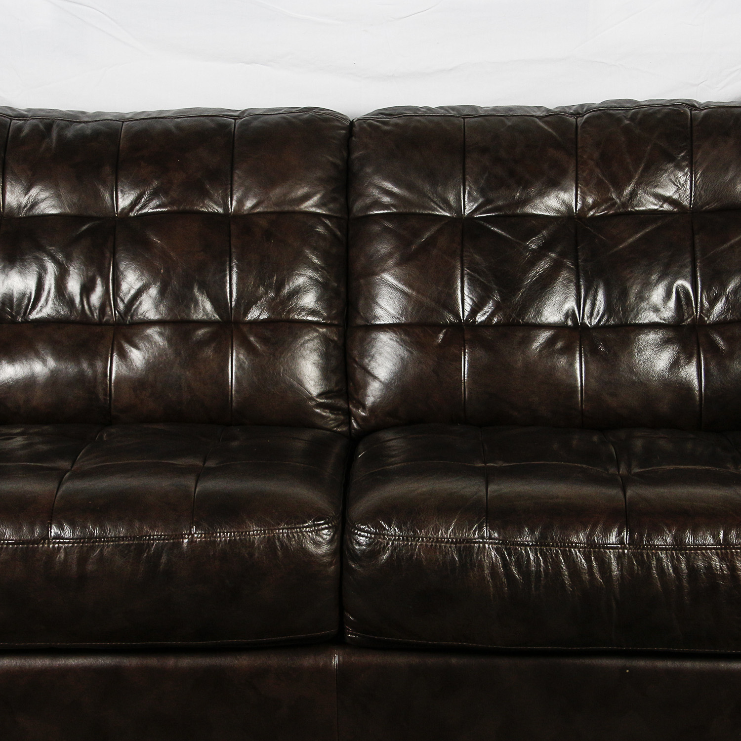 Chesterfield Style Brown Leather Sofa
