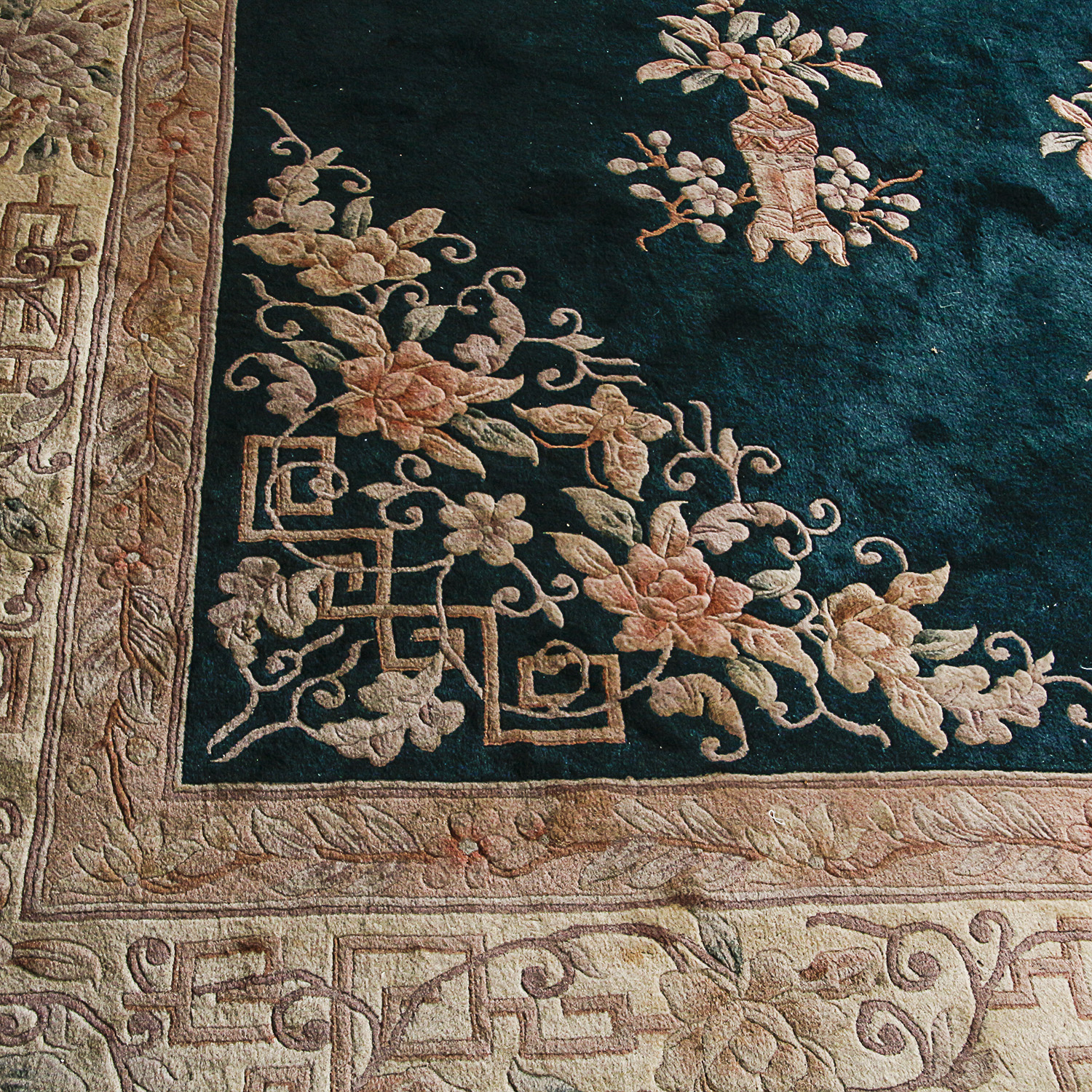 Hand-Knotted Chinese Carved Wool Room Sized Rug