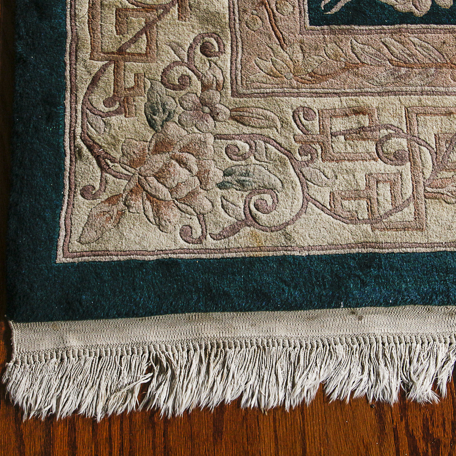 Hand-Knotted Chinese Carved Wool Room Sized Rug