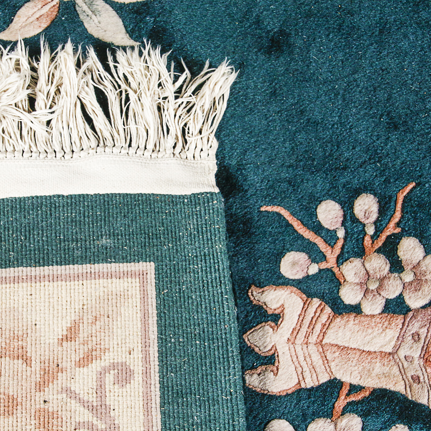 Hand-Knotted Chinese Carved Wool Room Sized Rug