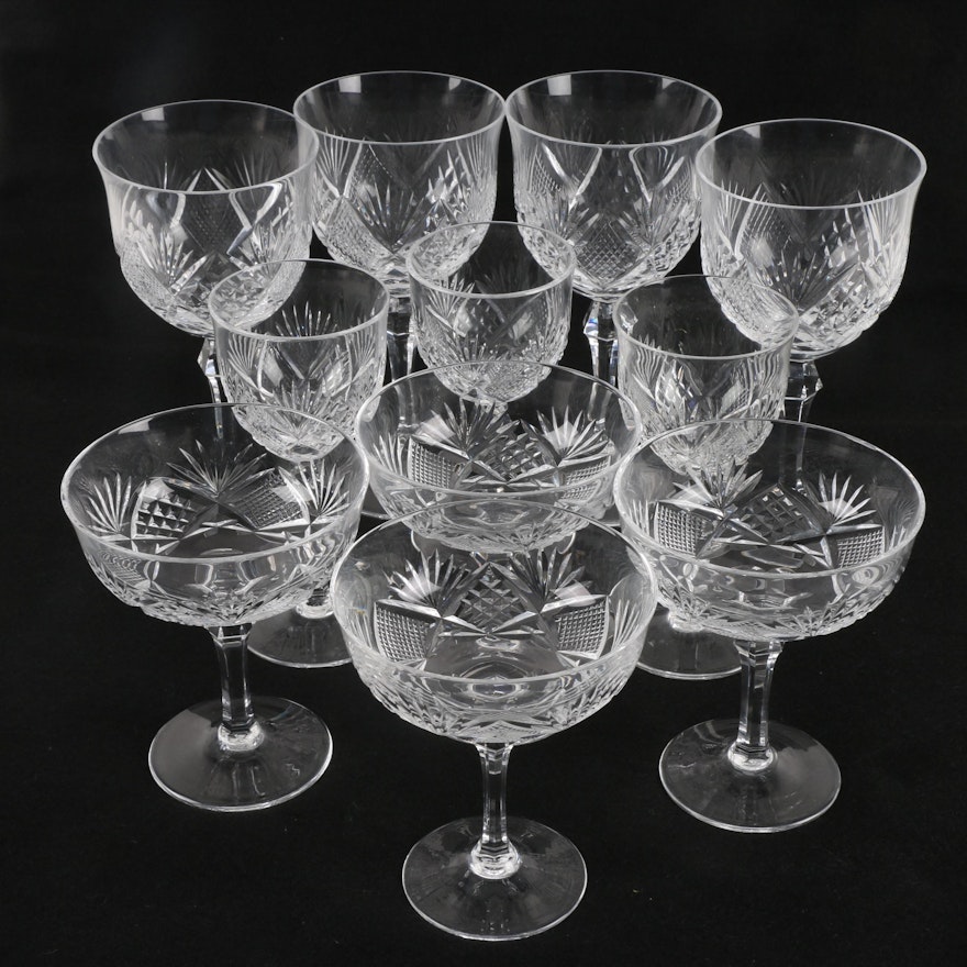 Josair Crystal Stemware with Fan and Relief Diamond Motif