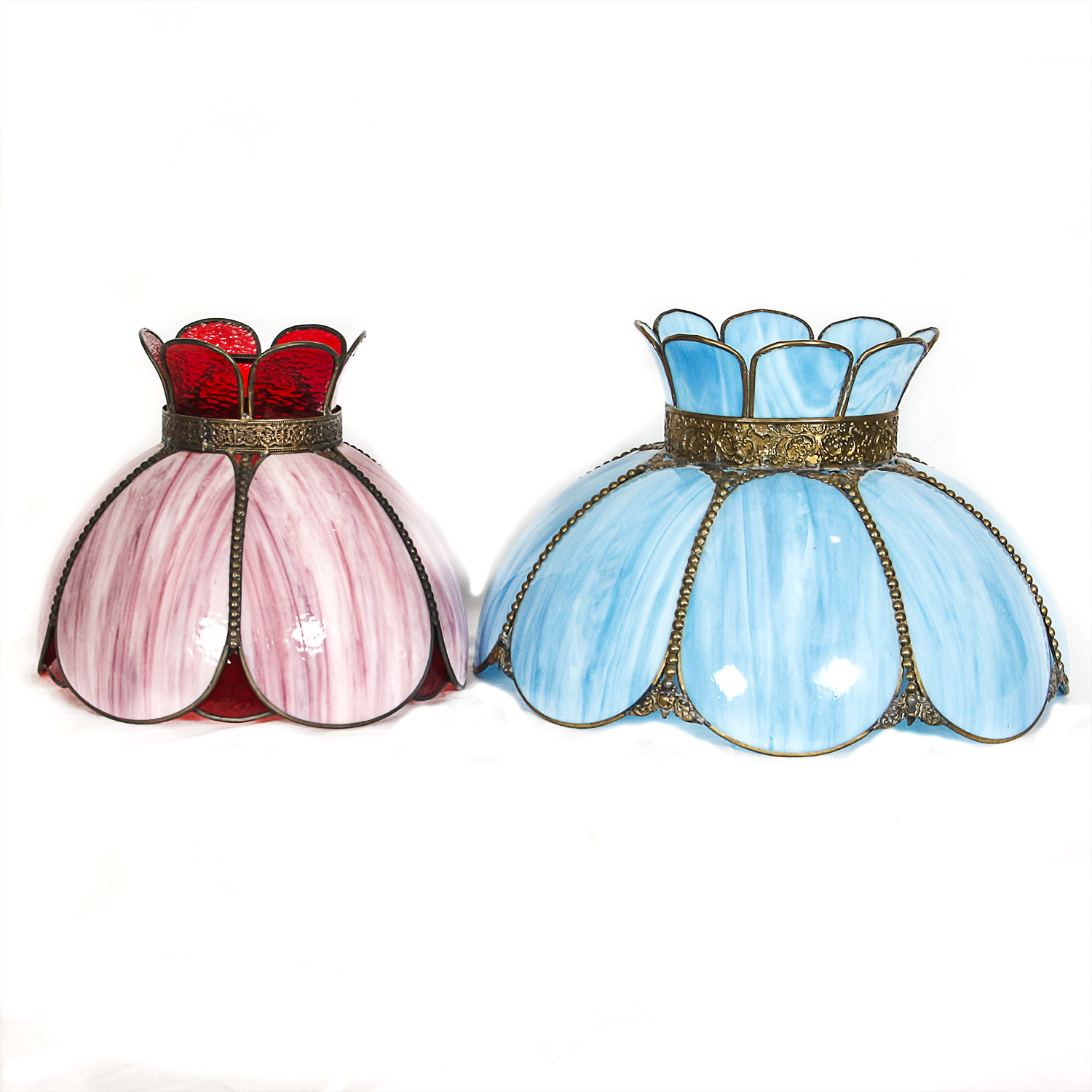 Vintage Tulip Shaped Slag Glass Lampshades