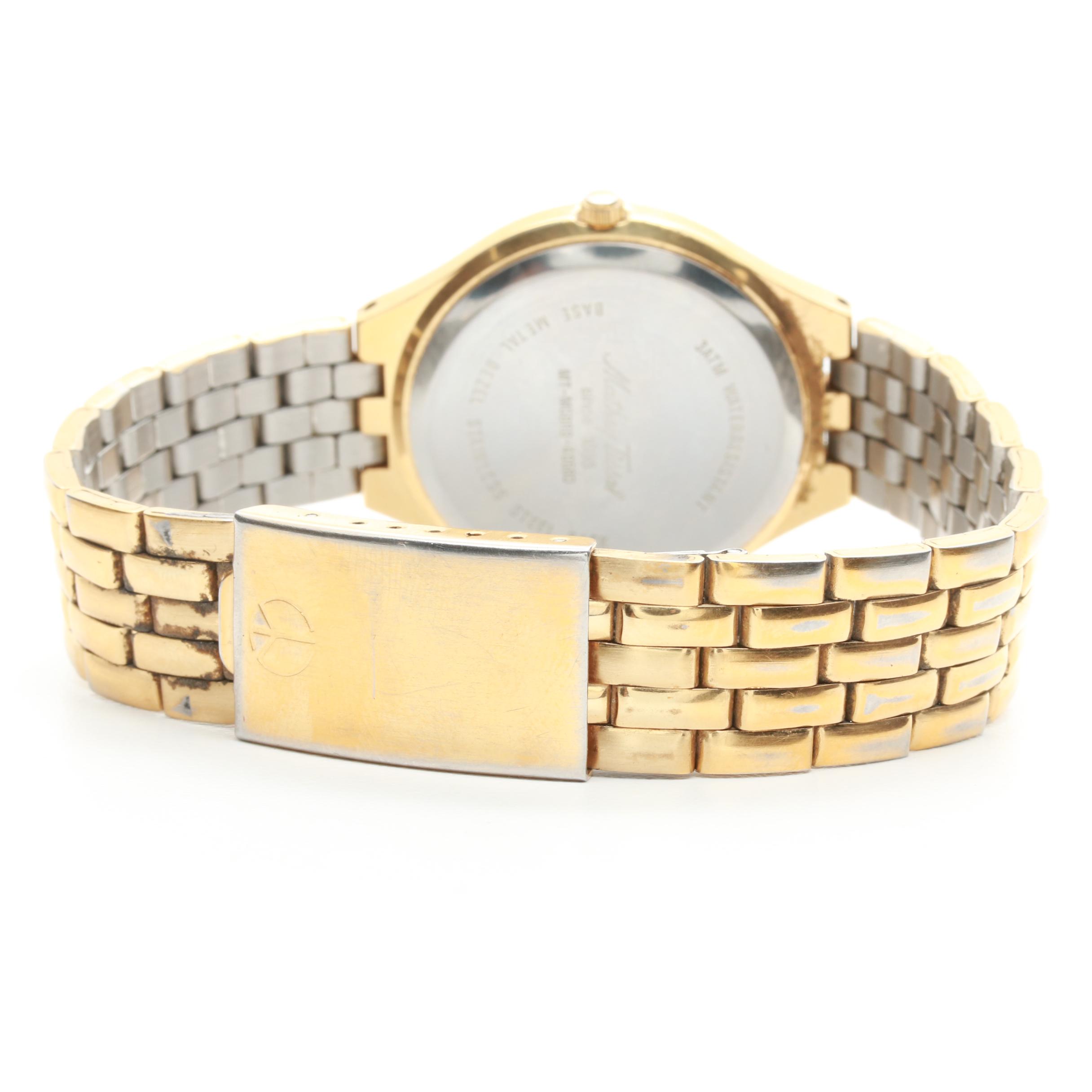 Mathey Tissot Gold Tone Diamond Watch