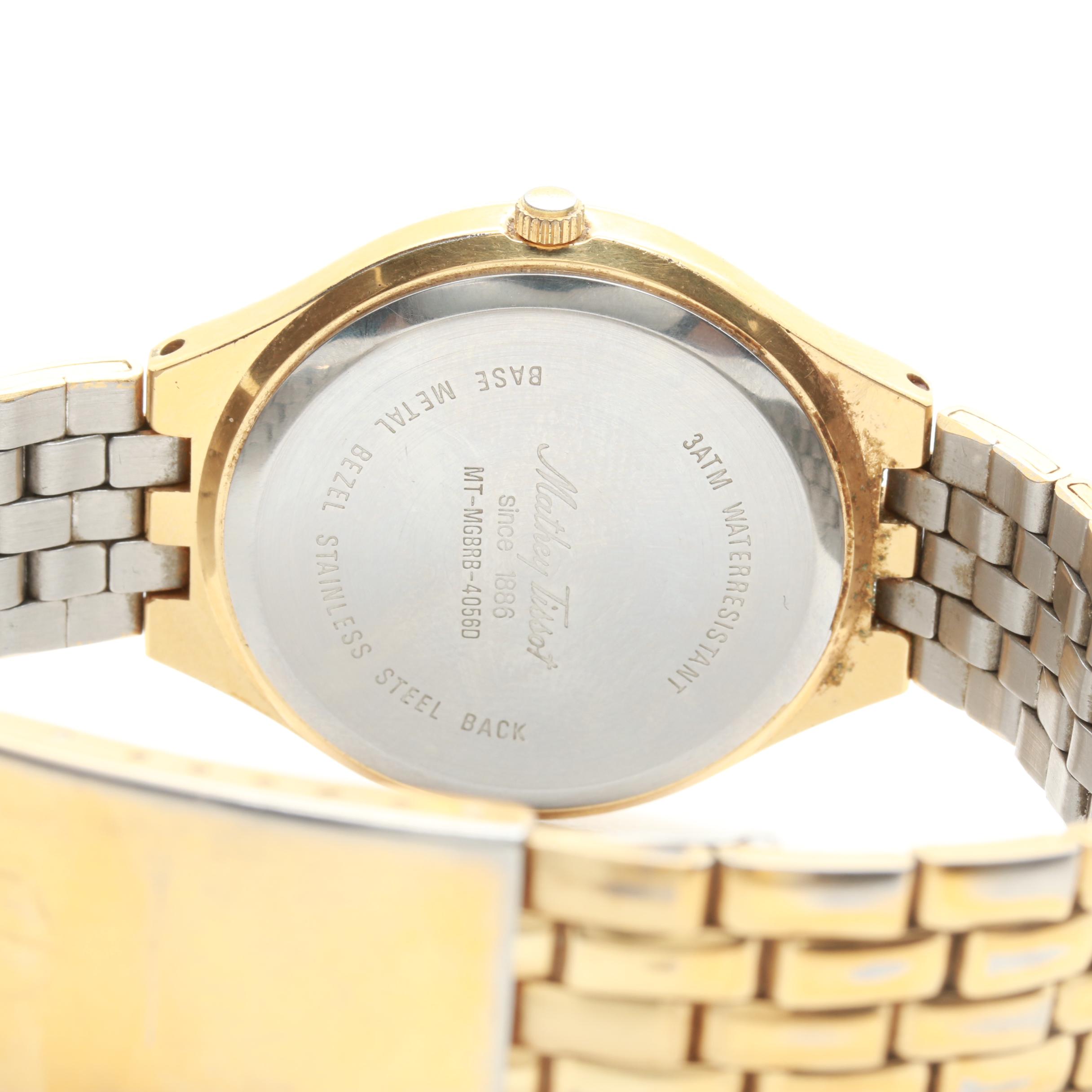 Mathey Tissot Gold Tone Diamond Watch