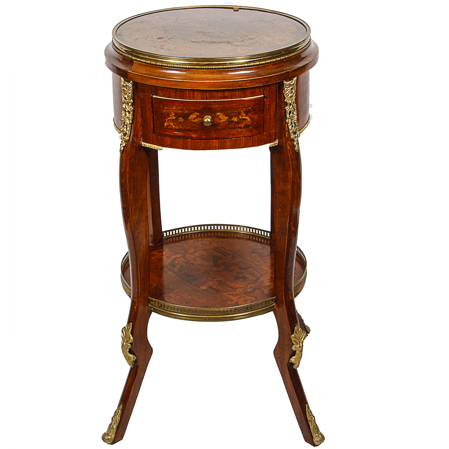 Vintage Louis XVI Style Accent Table with Parquetry Inlay