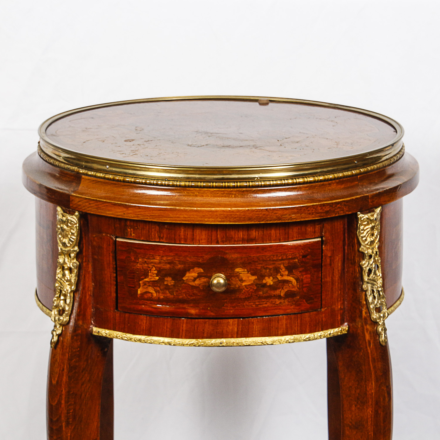 Vintage Louis XVI Style Accent Table with Parquetry Inlay