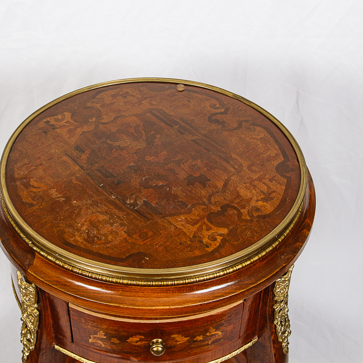 Vintage Louis XVI Style Accent Table with Parquetry Inlay