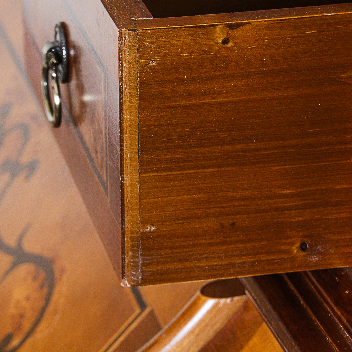 Vintage Burl Wood Secretary Cabinet