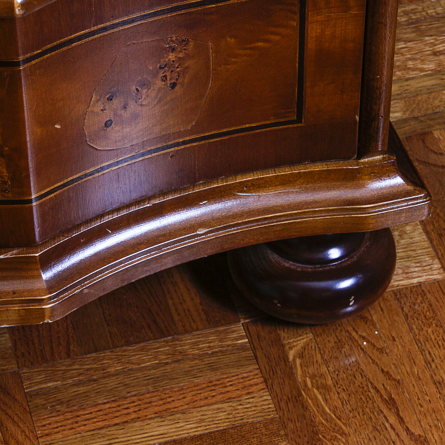 Vintage Burl Wood Secretary Cabinet