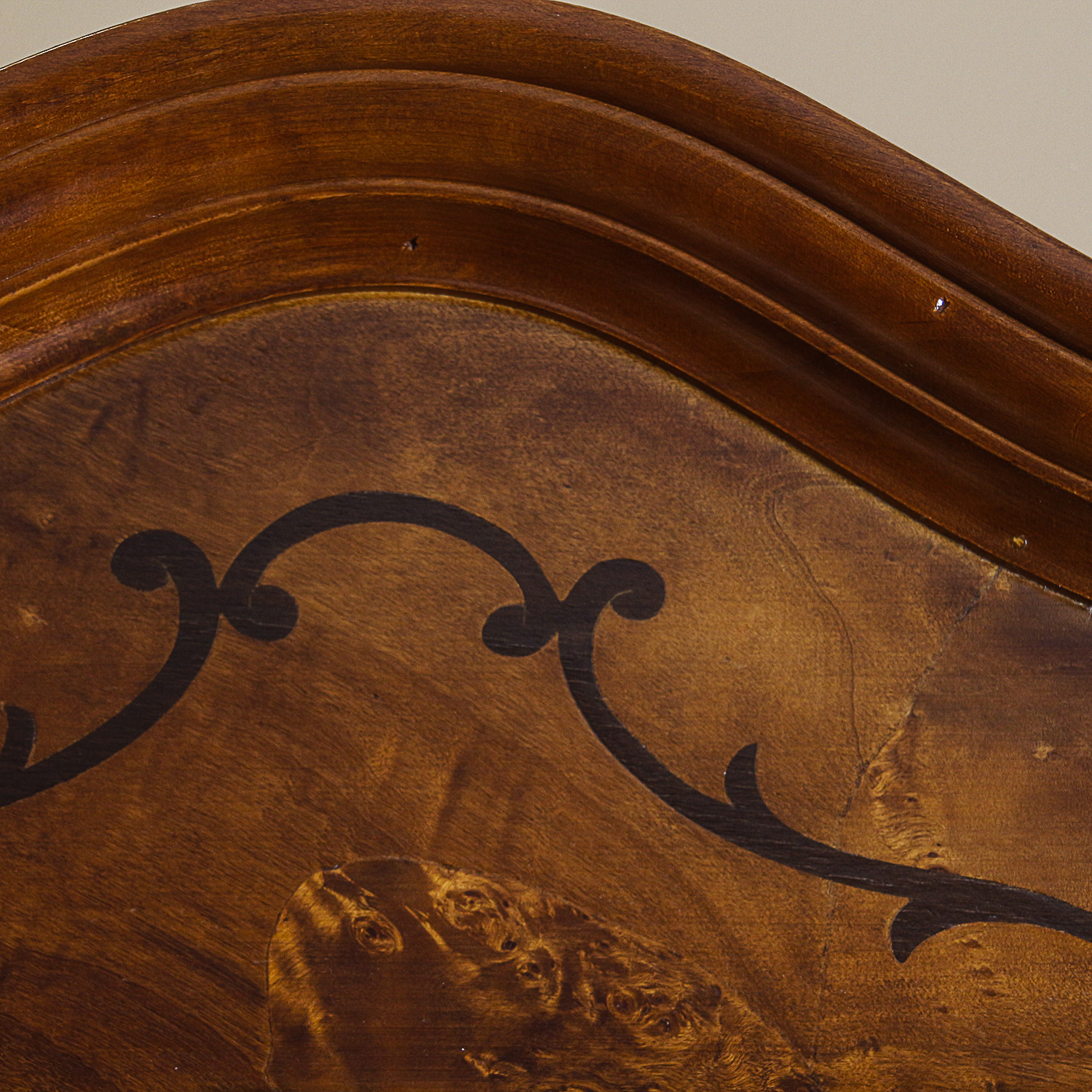 Vintage Burl Wood Secretary Cabinet