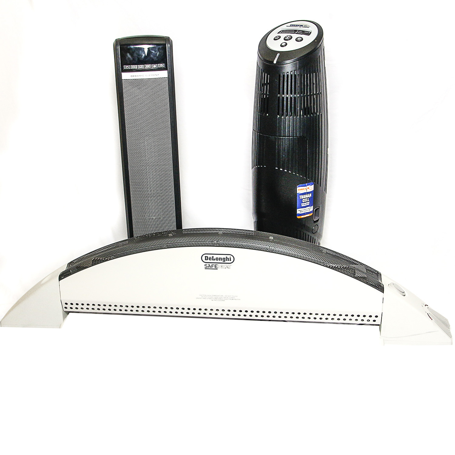 DeLonghi SafeHeat and Lasko Space Heaters and Oreck Air Purifier