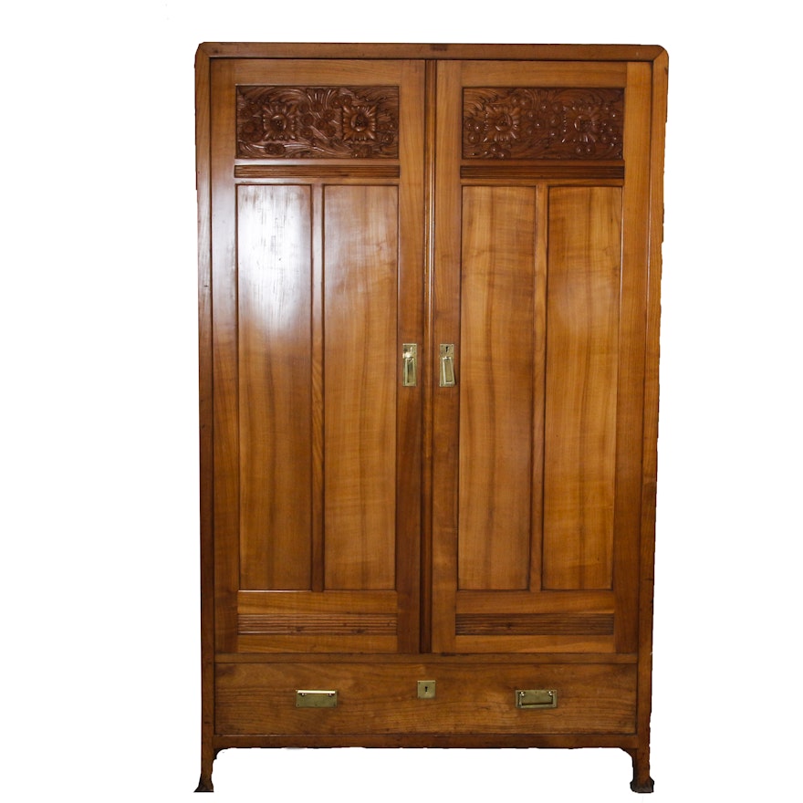 Vintage Late Victorian Style Walnut Armoire