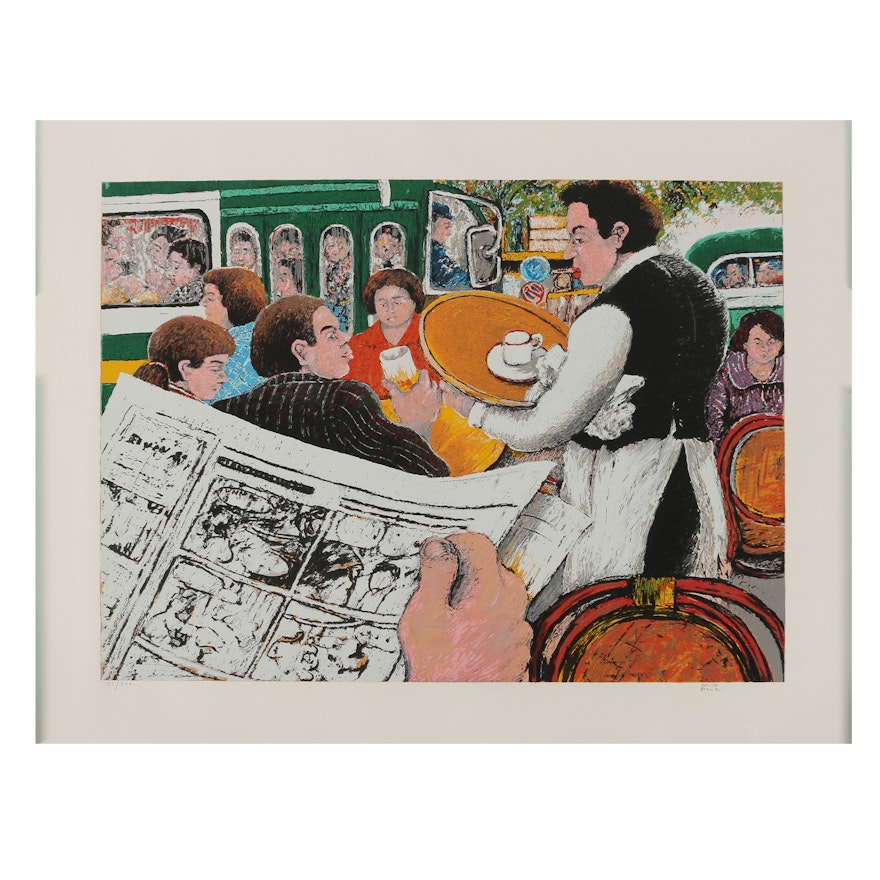 David Azuz Serigraph "Waiter Café Margolin"