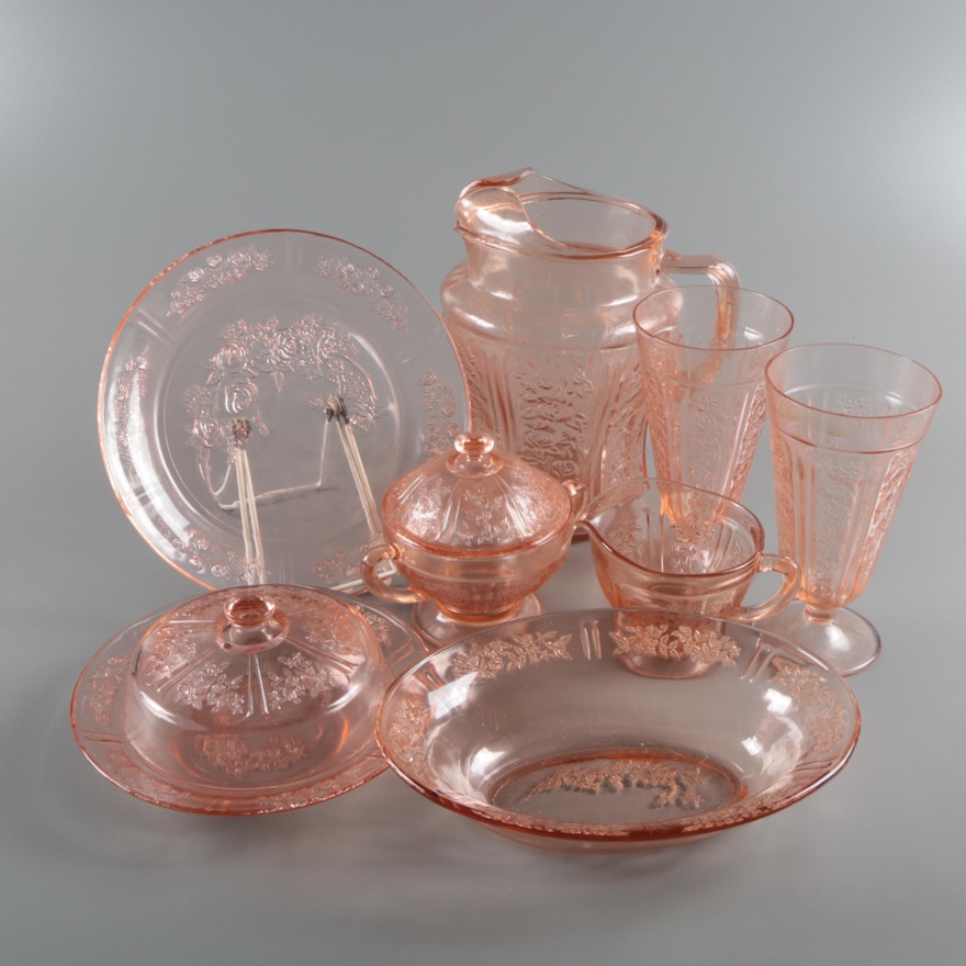 Federal Glass "Sharon Pink" Depression Serveware Circa 1935-1939