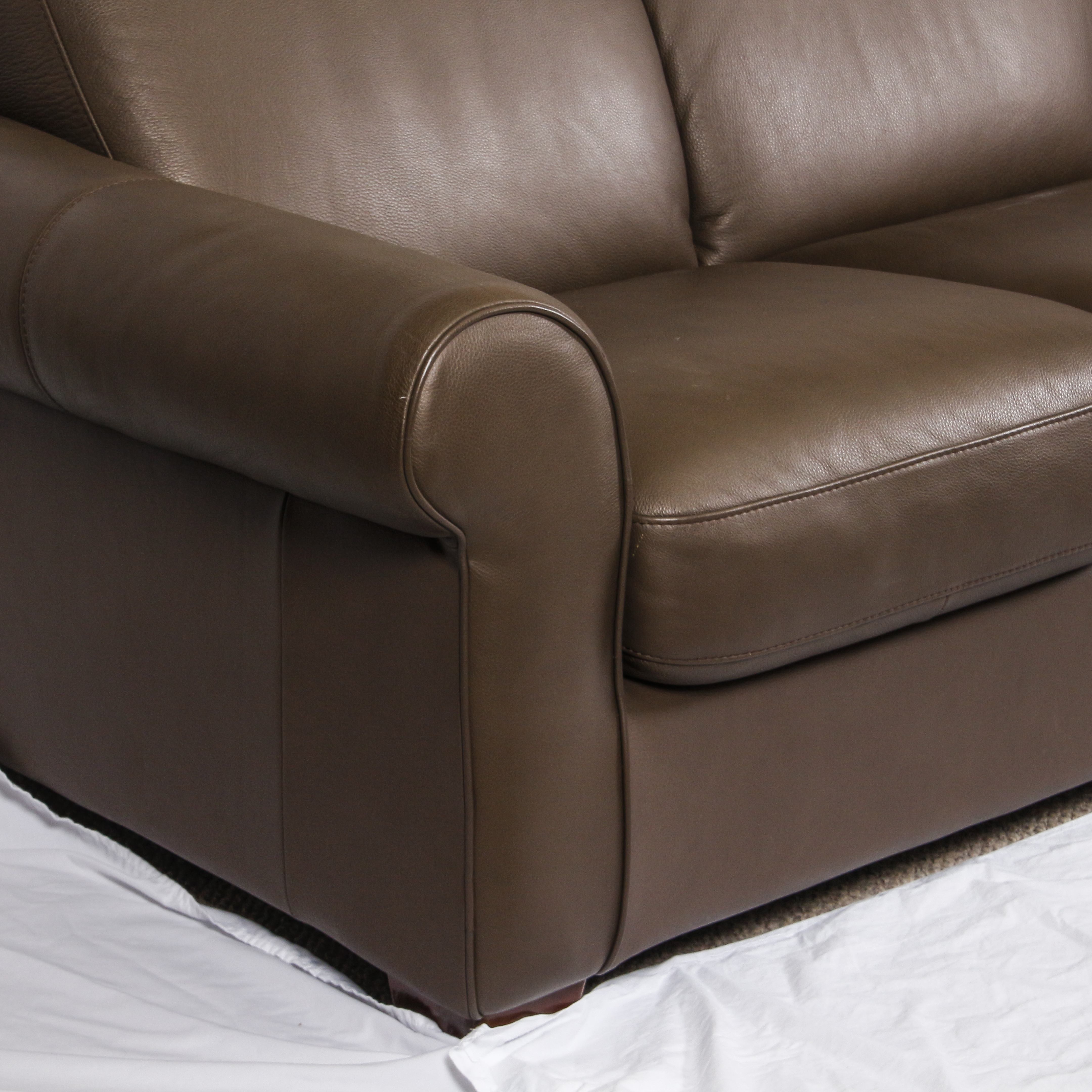 Brown Faux Leather Sofa