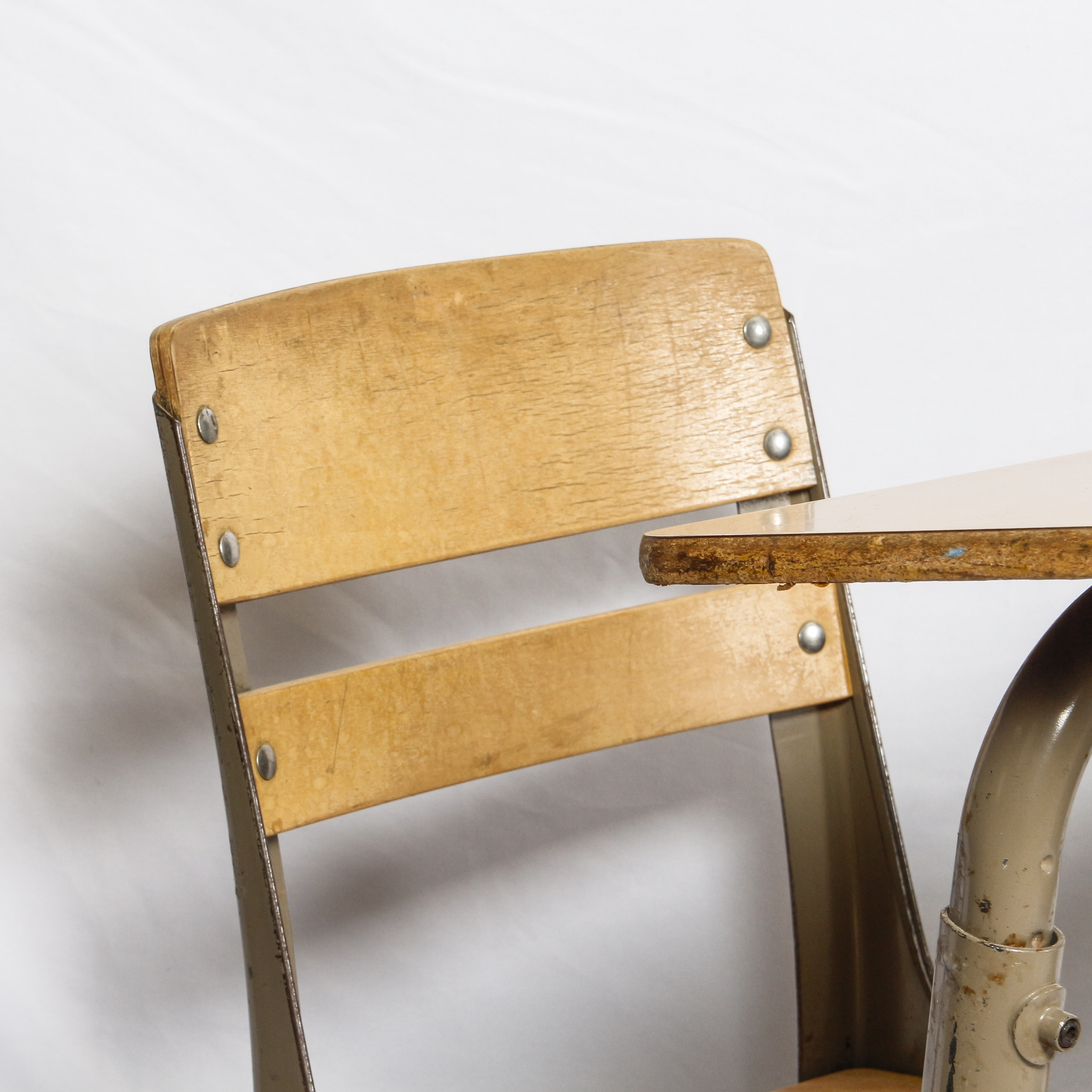 Vintage Wood and Metal Children's School Desk