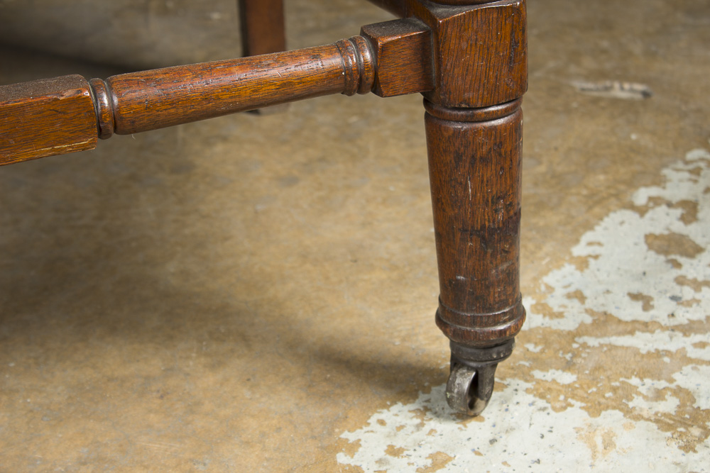 Antique Late Victorian Oak Upholstered Armchair