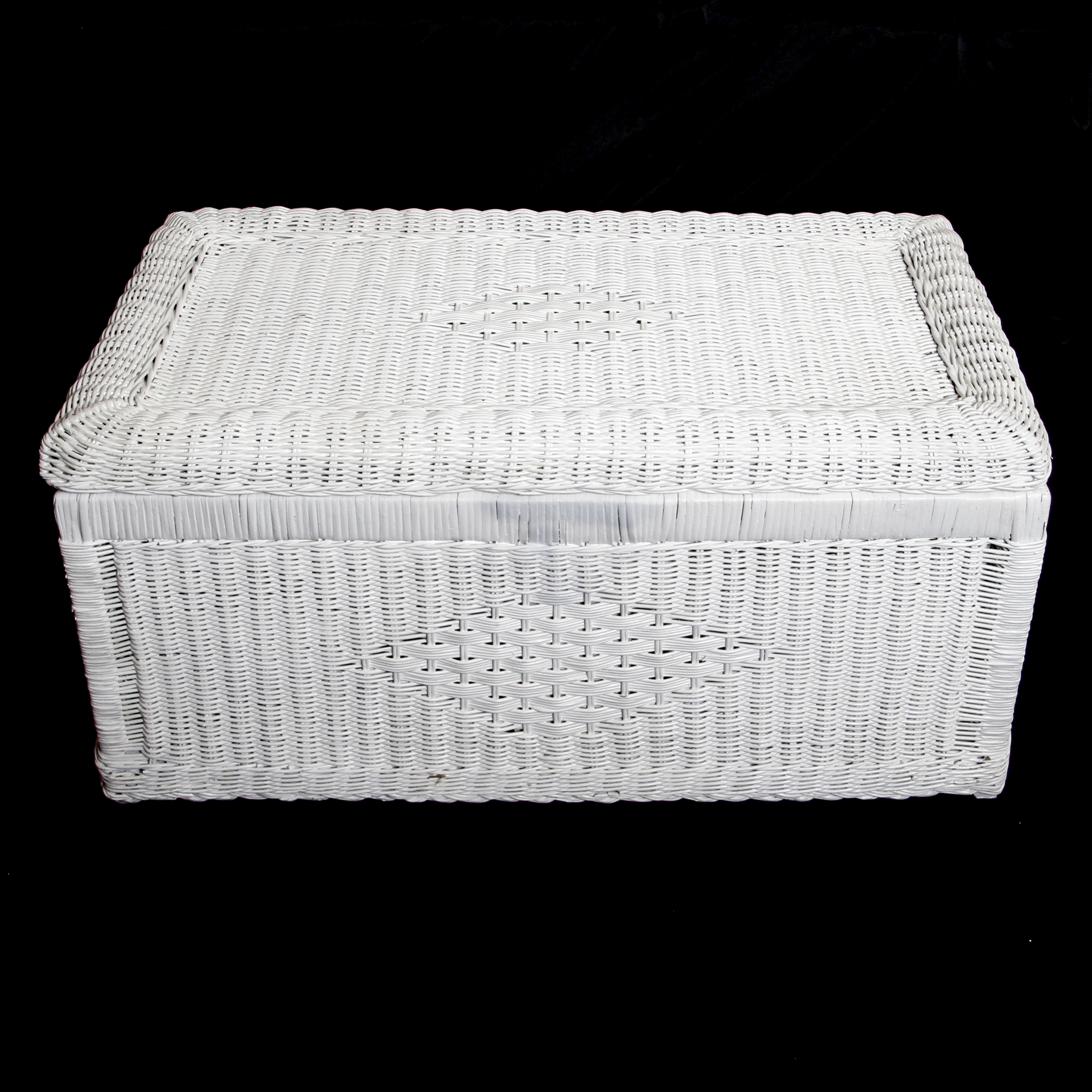 White Painted Wicker Weave Trunk